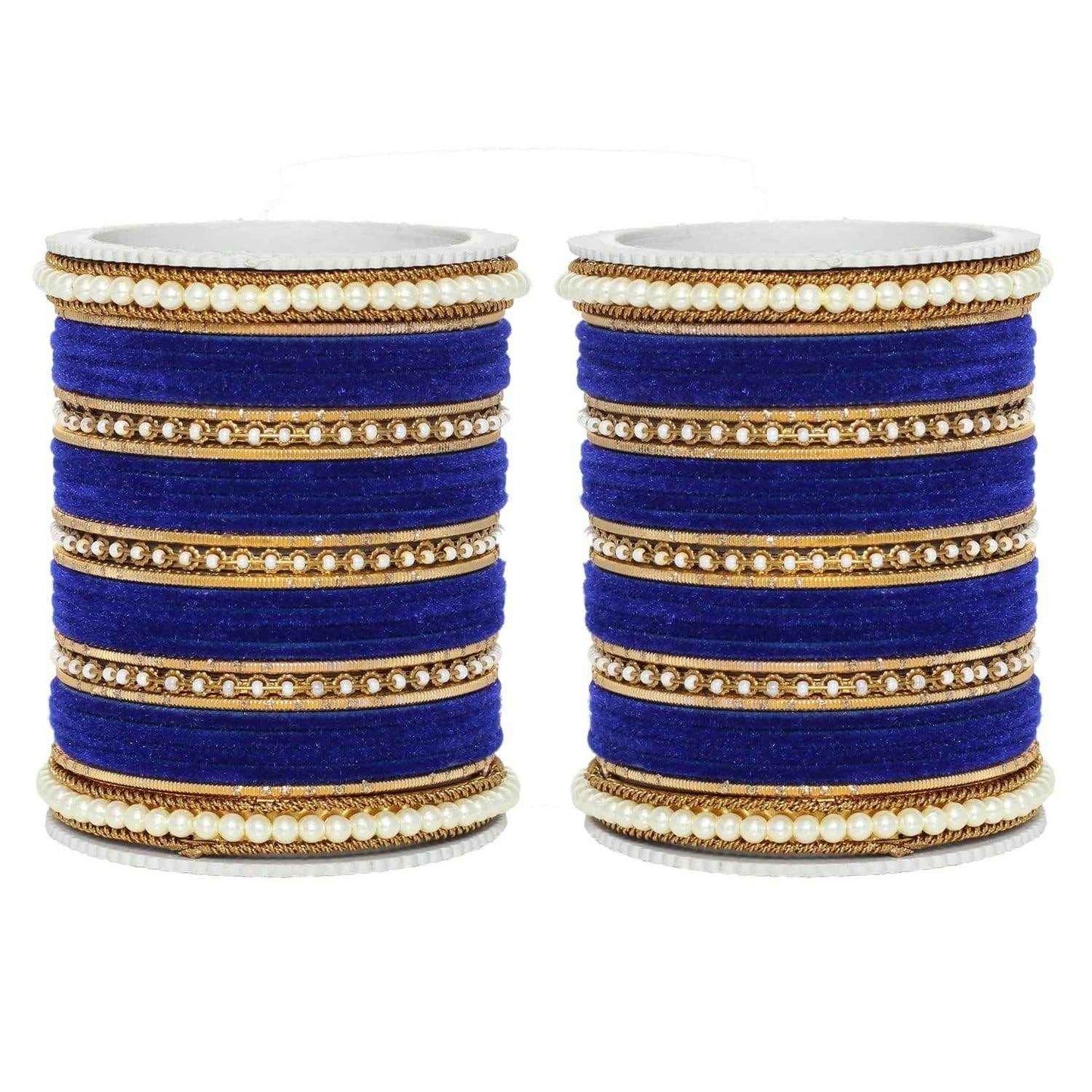 T4 Jewels Glossy Finish Beads Studded Latest Fashion Jewellery Stylish Bangles Set - 104NO Blue All Bangle Sets T4 Jewels
