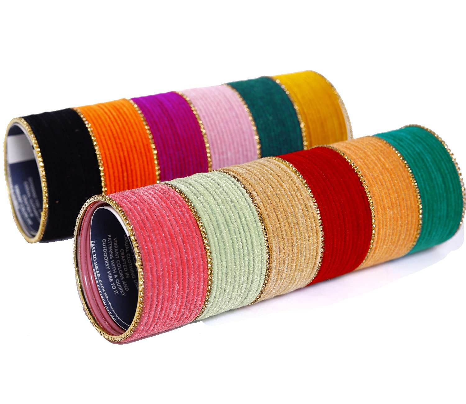 T4 Jewels Charming 12 Multicolors Stylish Plain Metal Velvet Bangle Box Set for Women & Girls Jewellery T4 Jewels