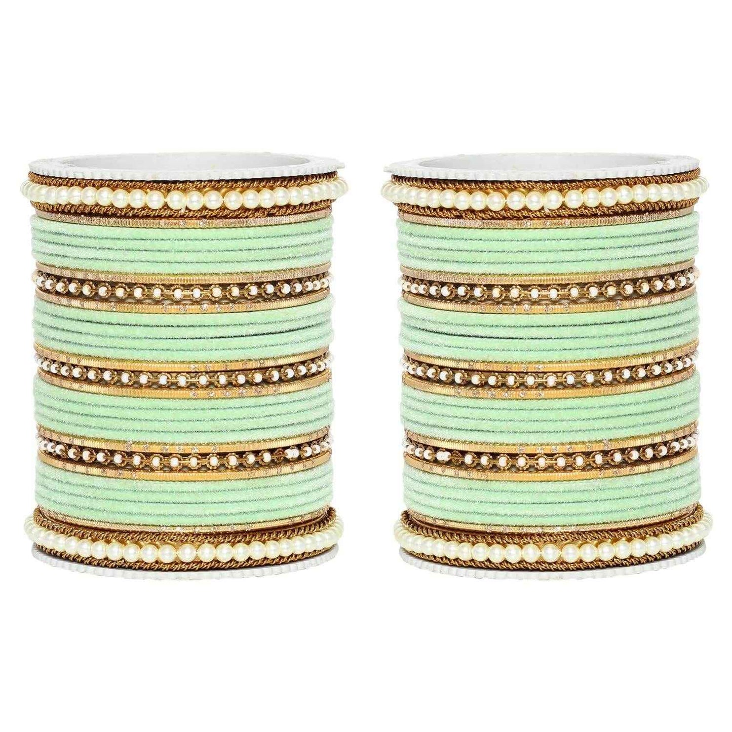 T4 Jewels Glossy Finish Beads Studded Latest Fashion Jewellery Stylish Bangles Set - 104NO Pista All Bangle Sets T4 Jewels