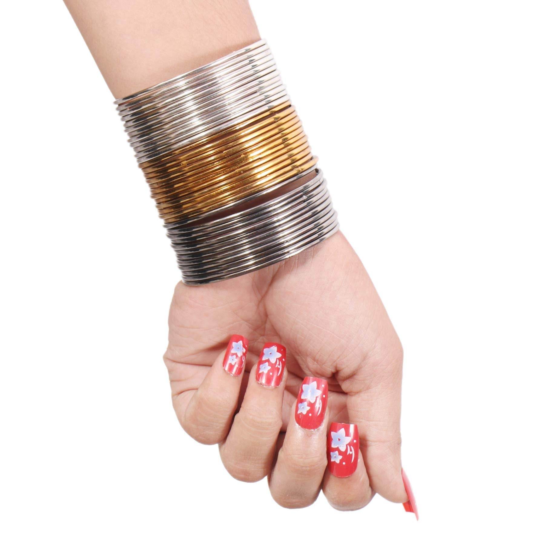 T4 Jewels Gold Plated Bangles set for Women's & Girl's (Pack of 36) - GNS Customized Name And Photo Bangles T4 Jewels