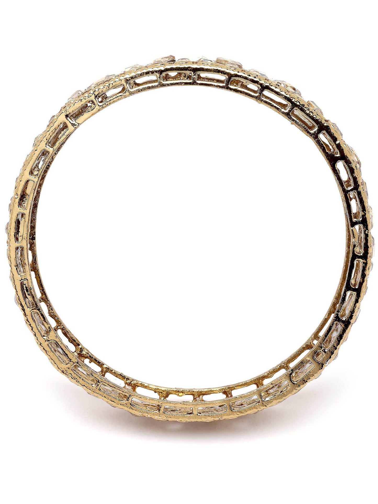 T4 Jewels Set of 2 Golden Kundan Studded Antique Gold Plated Bangles for Women T4 Jewels