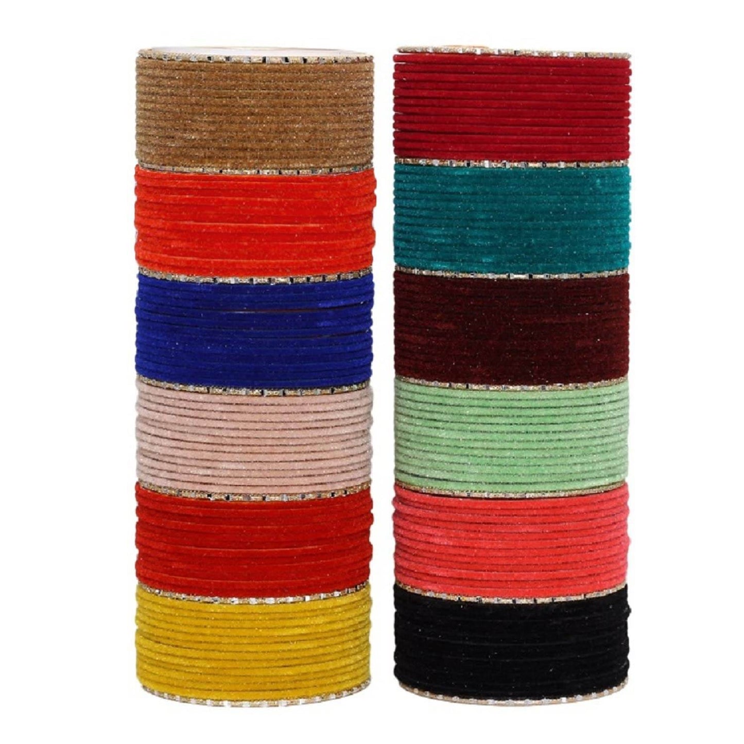 T4 Jewels Charming 12 Multicolors Stylish Plain Metal Velvet Bangle Box Set for Women & Girls Jewellery Design 1 T4 Jewels