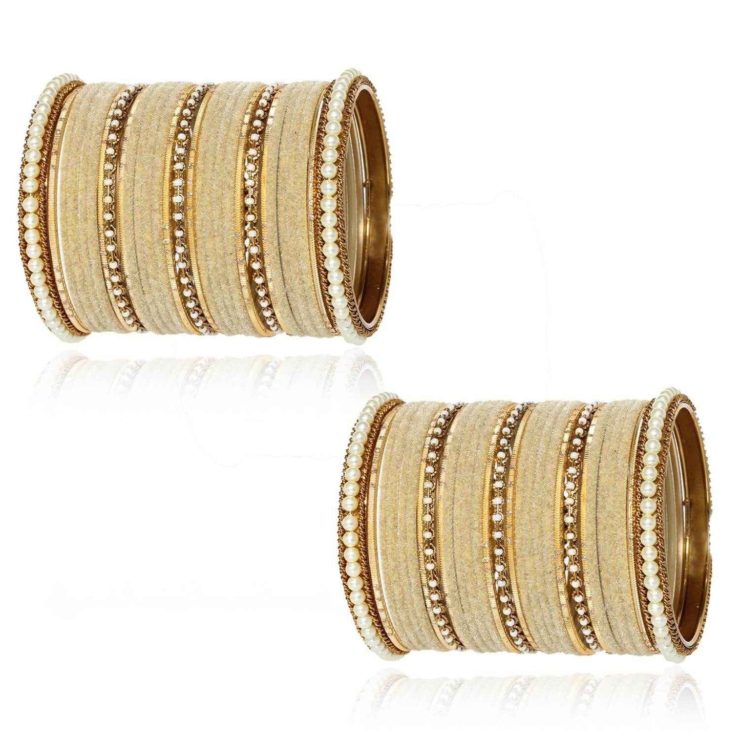 T4 Jewels Glossy Finish Beads Studded Latest Fashion Jewellery Stylish Bangles Set - 104NO All Bangle Sets T4 Jewels