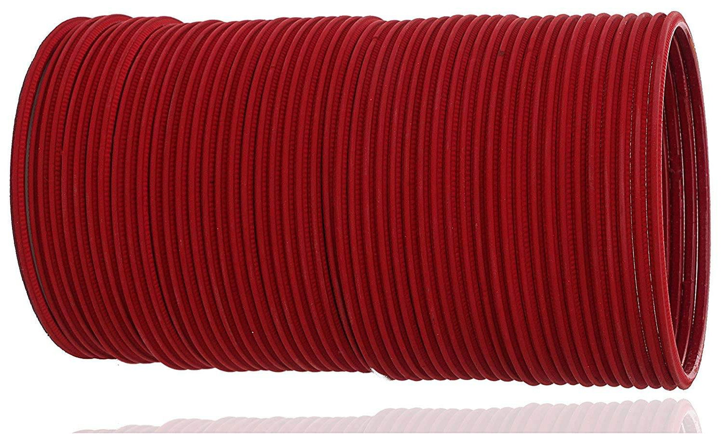 T4 Jewels Matte Desighn Neon Colour Branded Bangles Set For Women And Girls - (Pack Of 48 Bangles) - BD Maroon Metal Bangles T4 Jewels