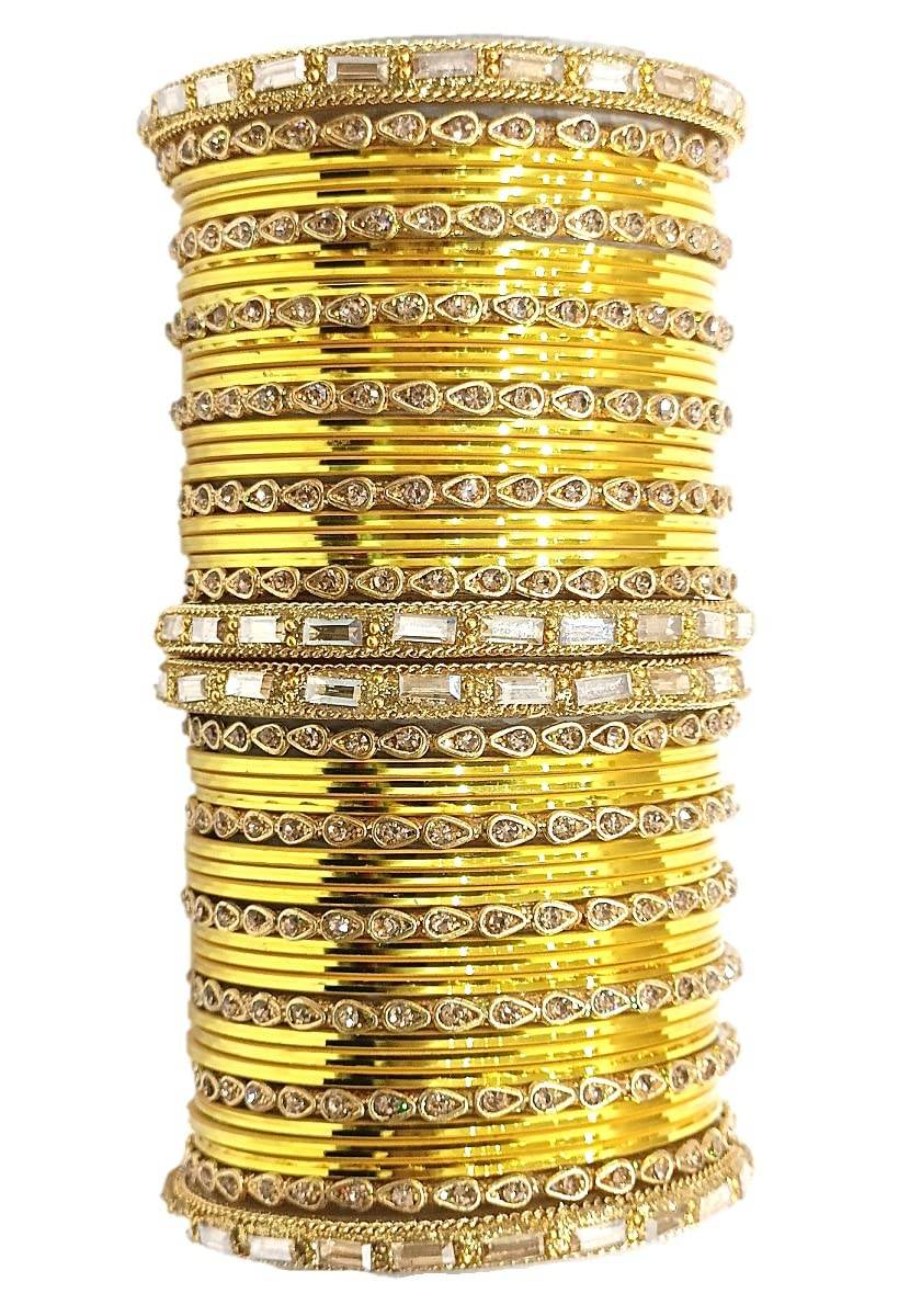 T4 Jewels 18k Gold Plated Drop Design Beautiful Stylish Fashion Jewellery Glass Bangles Set - 78NO All Bangle Sets T4 Jewels