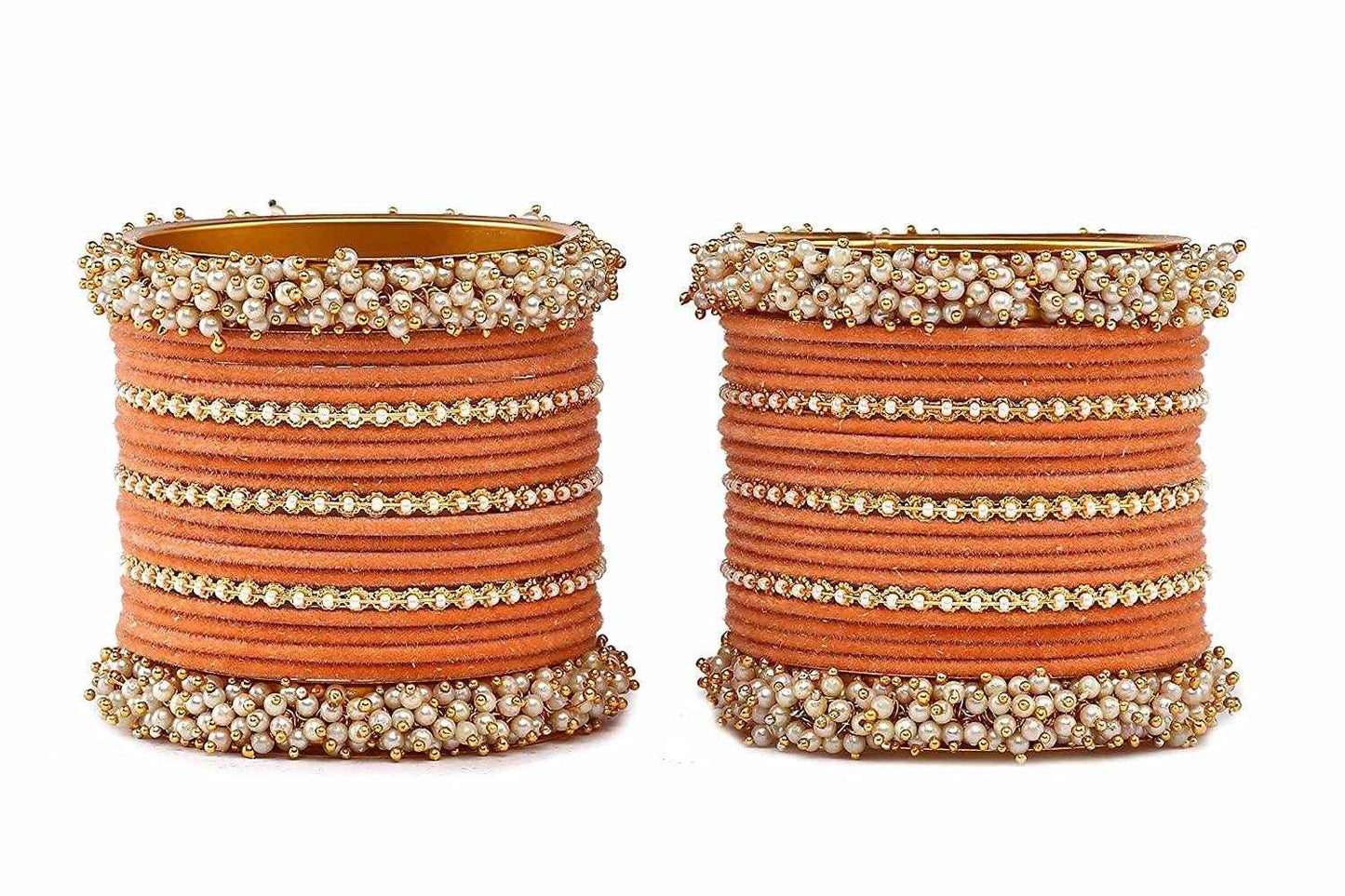 T4 Jewels Stylish Latest Collection Fashion Jewellery Pearl And Stone Glossy Finished Metal Bangles Set - 70NO All Bangle Sets T4 Jewels
