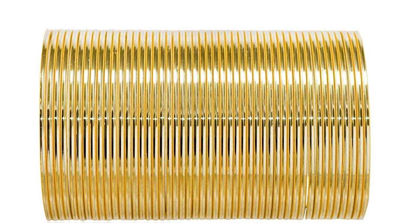 T4 Jewels Plane Glossy Finish Beautiful Classy Metal Bangles Set For Women And Girls - (Pack Of 48 Bangles) - RGL 2.6 Inches Golden Metal Bangles T4 Jewels
