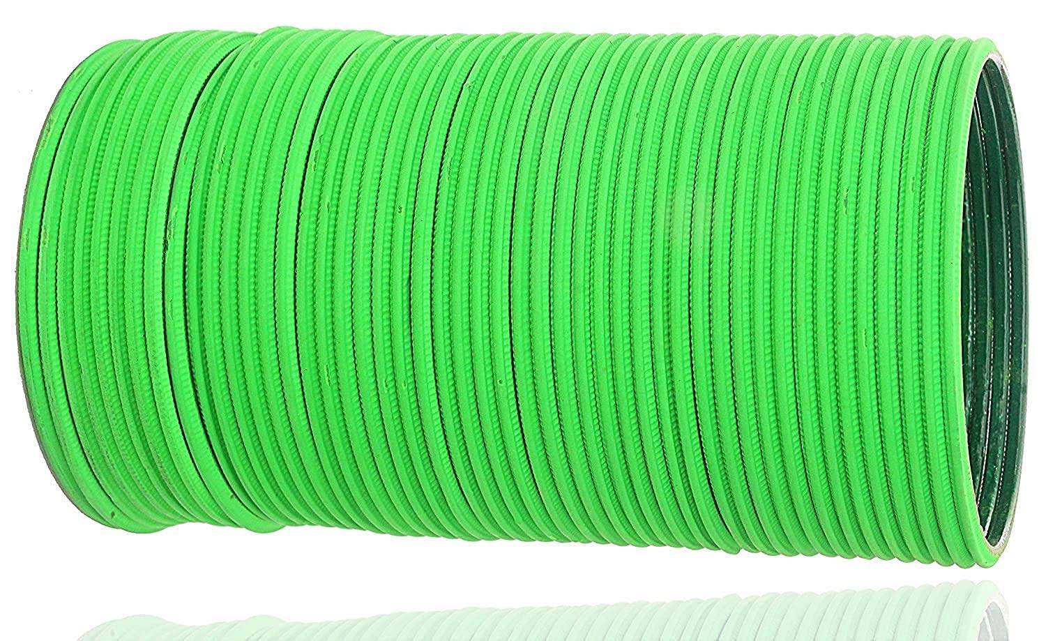T4 Jewels Matte Desighn Neon Colour Branded Bangles Set For Women And Girls - (Pack Of 48 Bangles) - BD Parrot Green Metal Bangles T4 Jewels