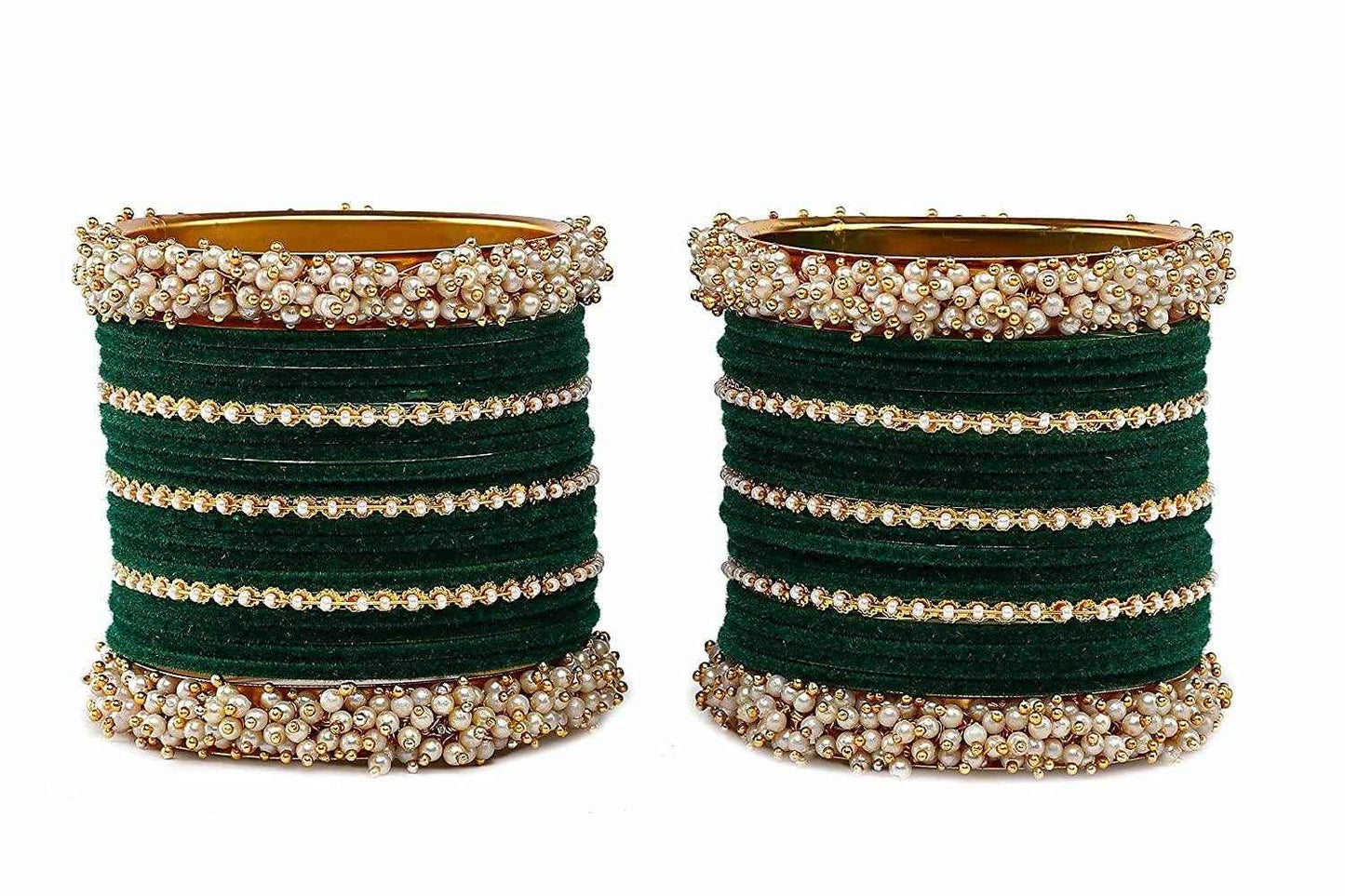 T4 Jewels Stylish Latest Collection Fashion Jewellery Pearl And Stone Glossy Finished Metal Bangles Set - 70NO All Bangle Sets T4 Jewels
