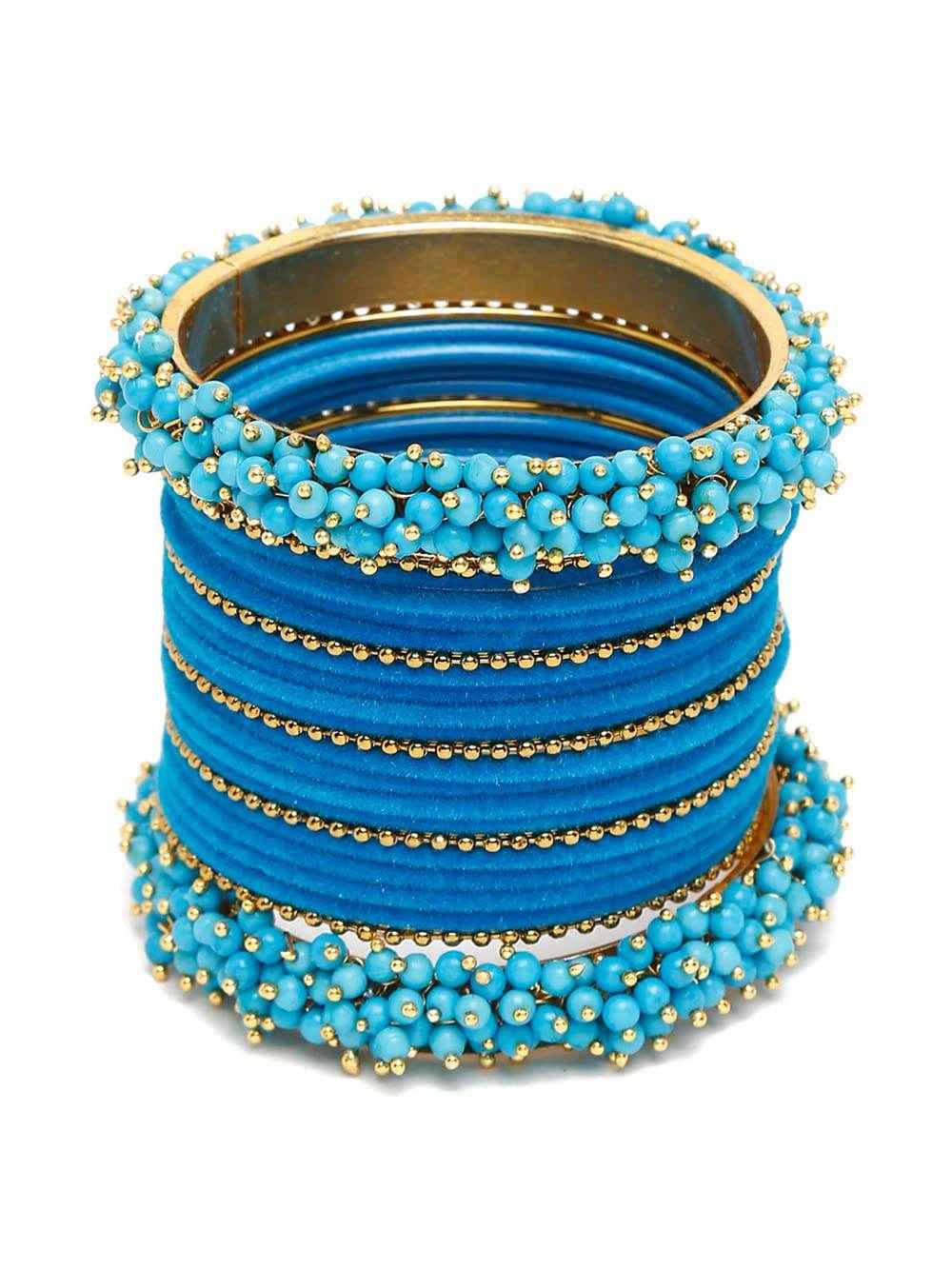 T4 Jewels Fashion Latest Gold Plated Set of 23 Stylish Traditional Bangle for Women - 4NO Blue All Bangle Sets T4 Jewels