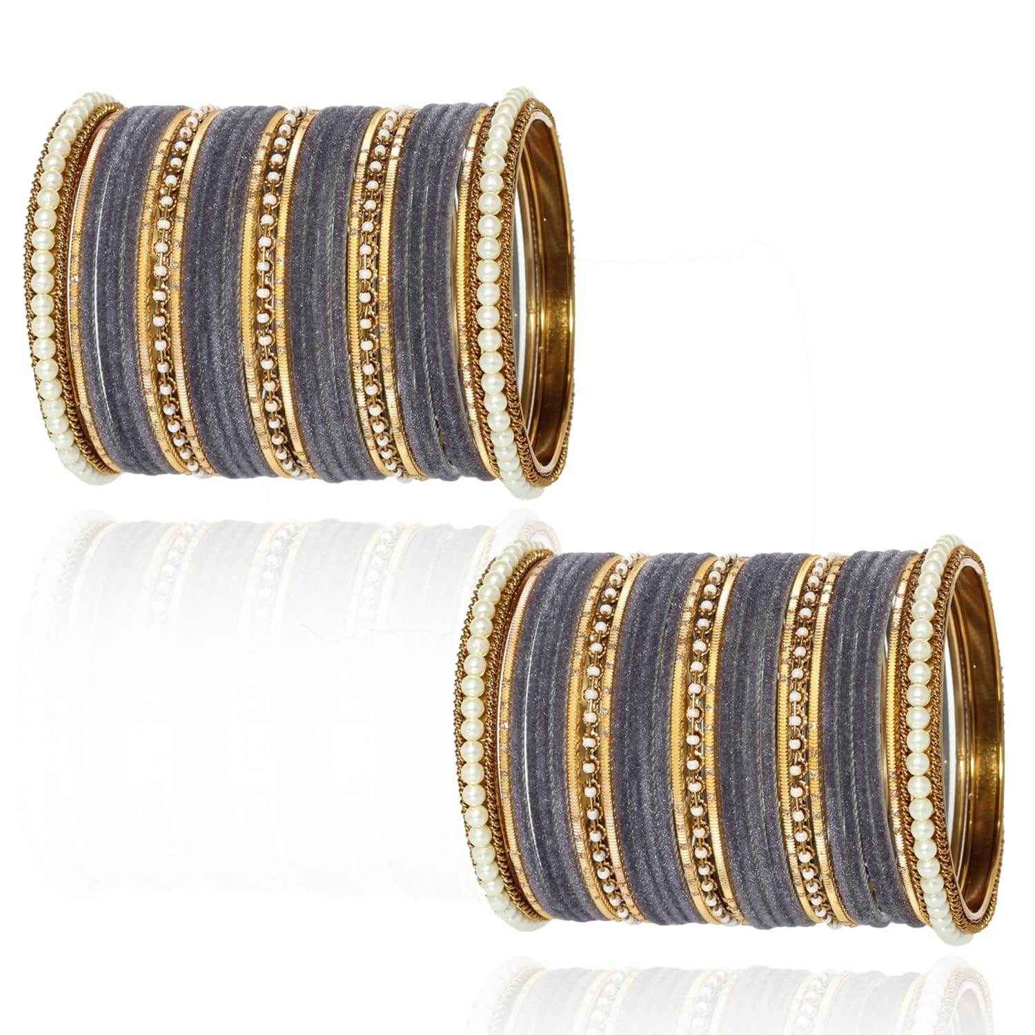 T4 Jewels Glossy Finish Beads Studded Latest Fashion Jewellery Stylish Bangles Set - 104NO All Bangle Sets T4 Jewels