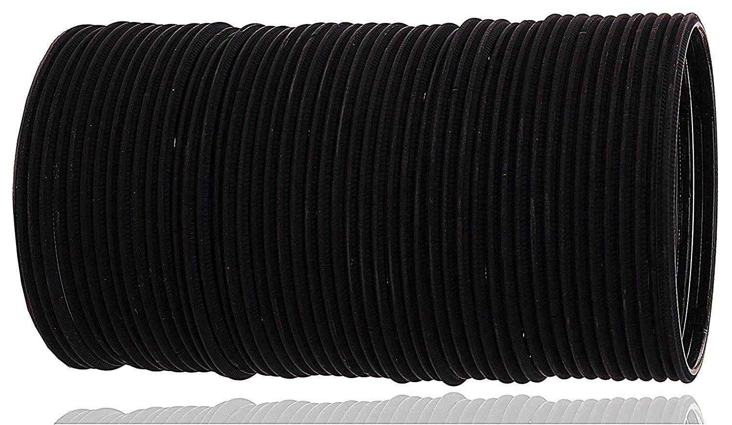 T4 Jewels Matte Desighn Neon Colour Branded Bangles Set For Women And Girls - (Pack Of 48 Bangles) - BD Black Metal Bangles T4 Jewels