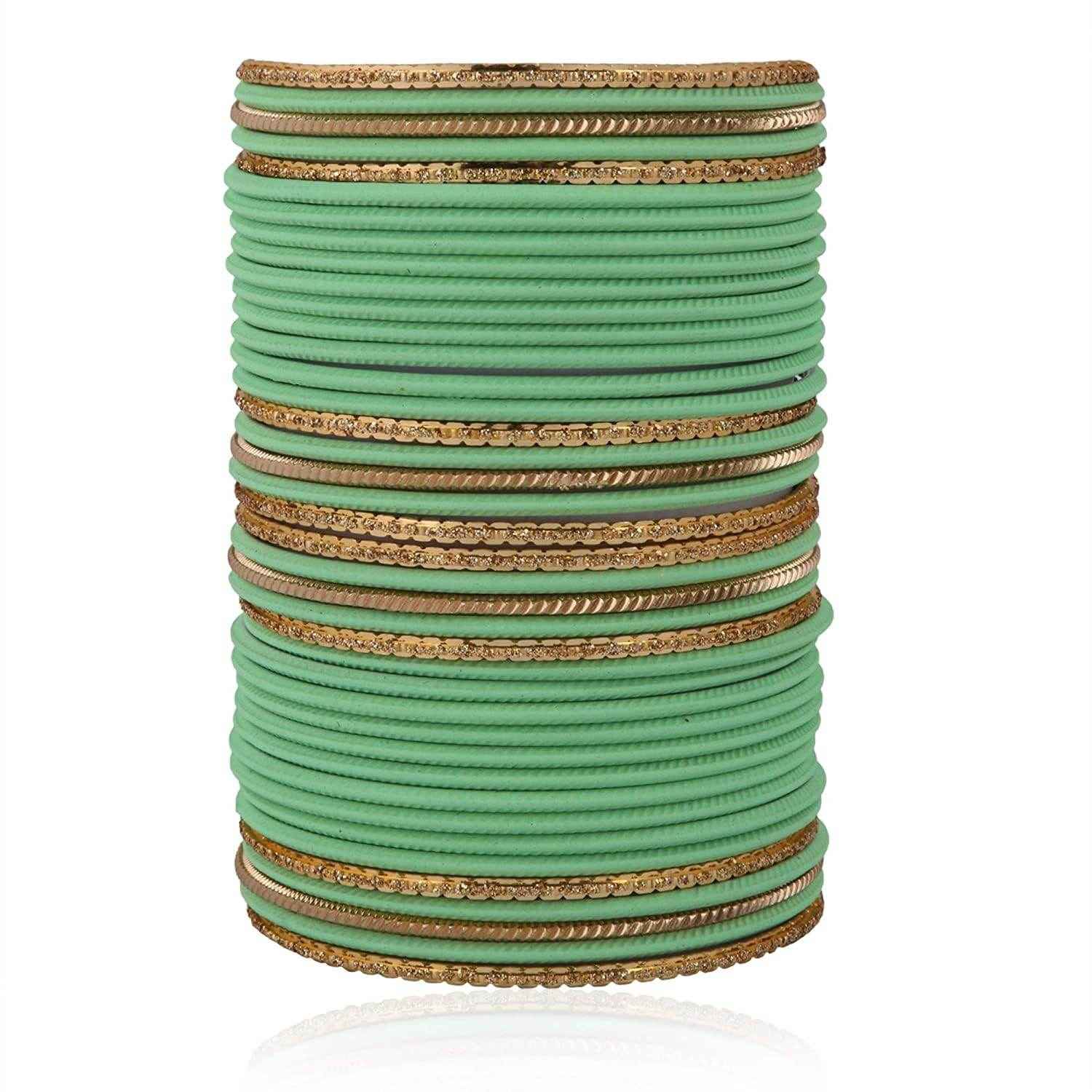 T4 Jewels Beautiful Matte Textured Red/Blue/Yellow/Green/Pink/Orange Colour Metal Bangles Set - 87NO Pista All Bangle Sets T4 Jewels