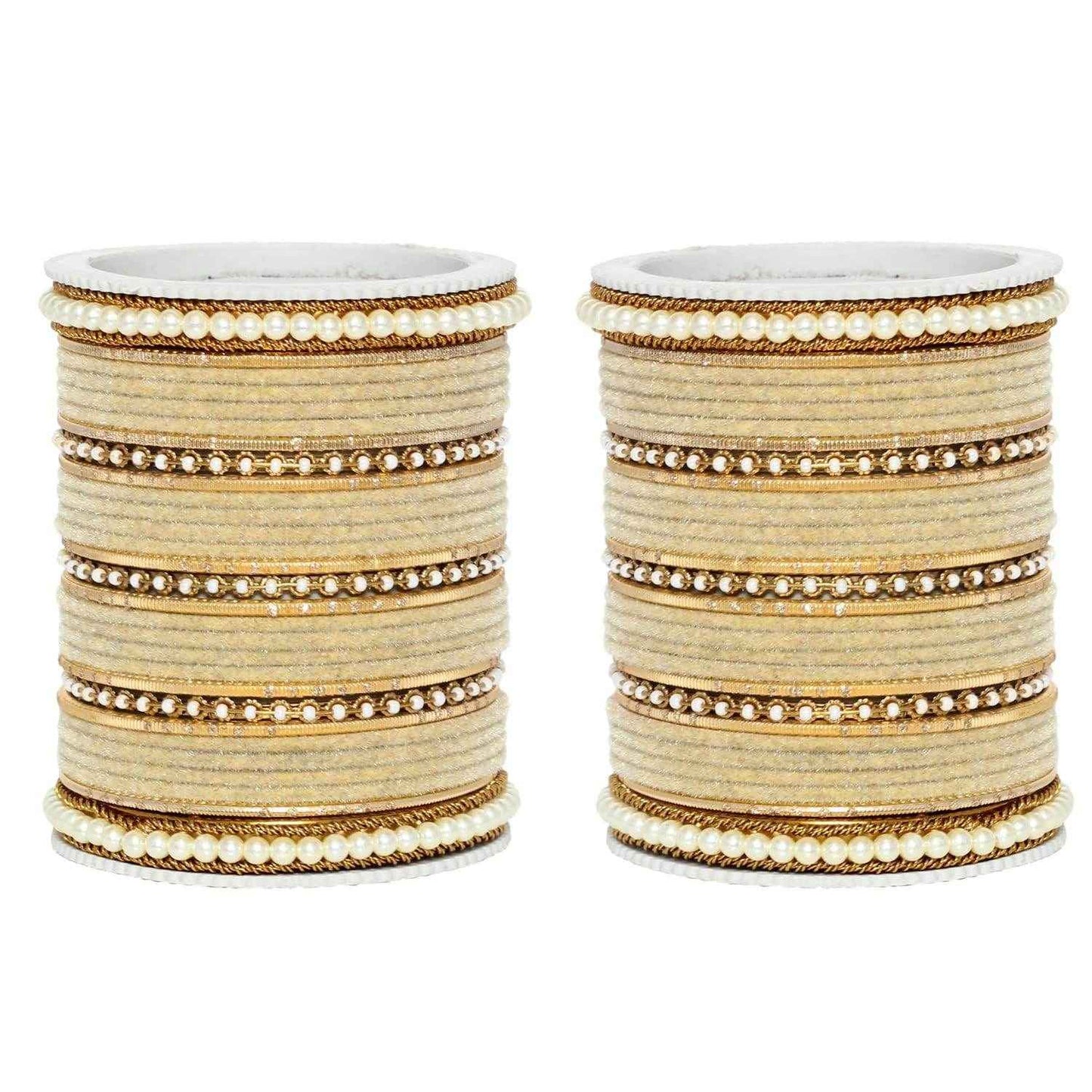 T4 Jewels Glossy Finish Beads Studded Latest Fashion Jewellery Stylish Bangles Set - 104NO Gold 2.8 Inches All Bangle Sets T4 Jewels