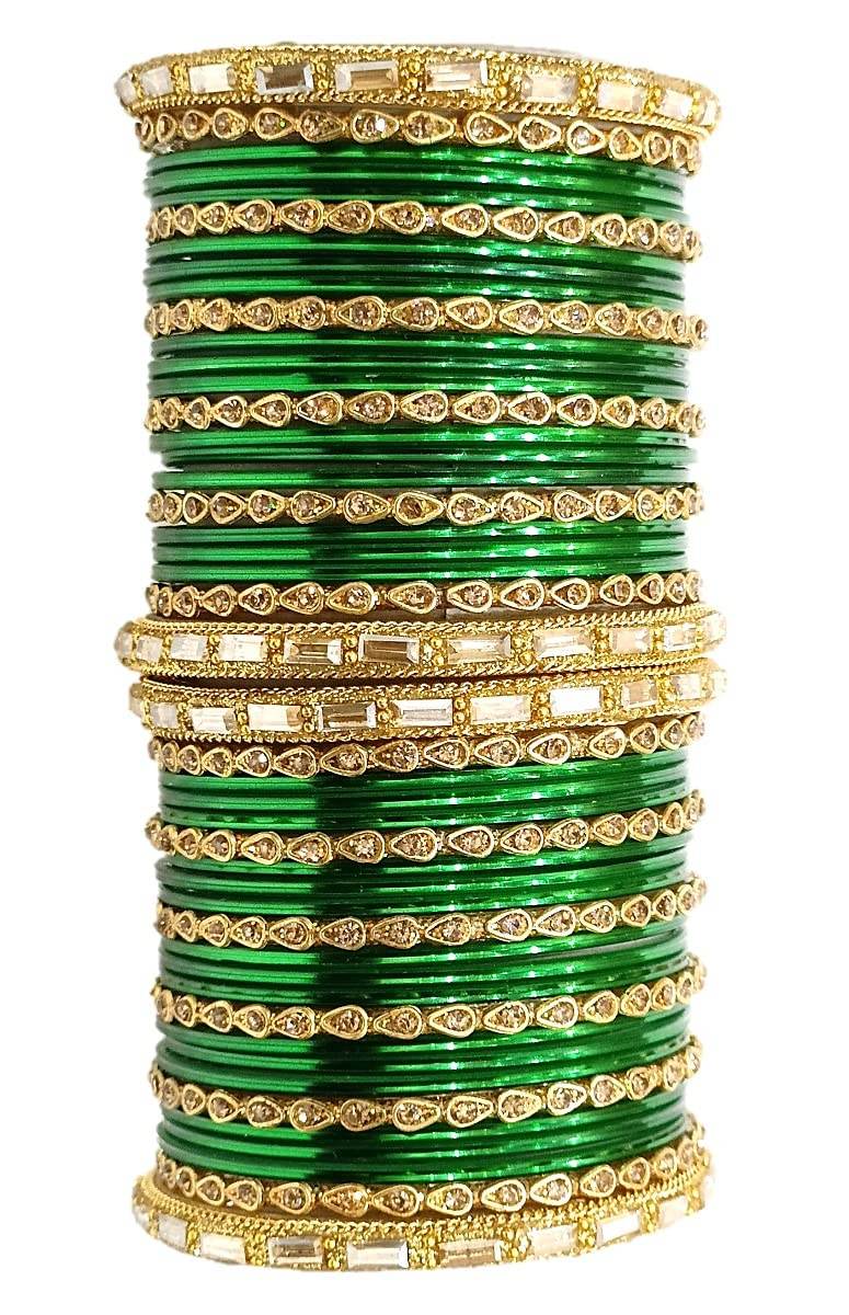T4 Jewels 18k Gold Plated Drop Design Beautiful Stylish Fashion Jewellery Glass Bangles Set - 78NO All Bangle Sets T4 Jewels