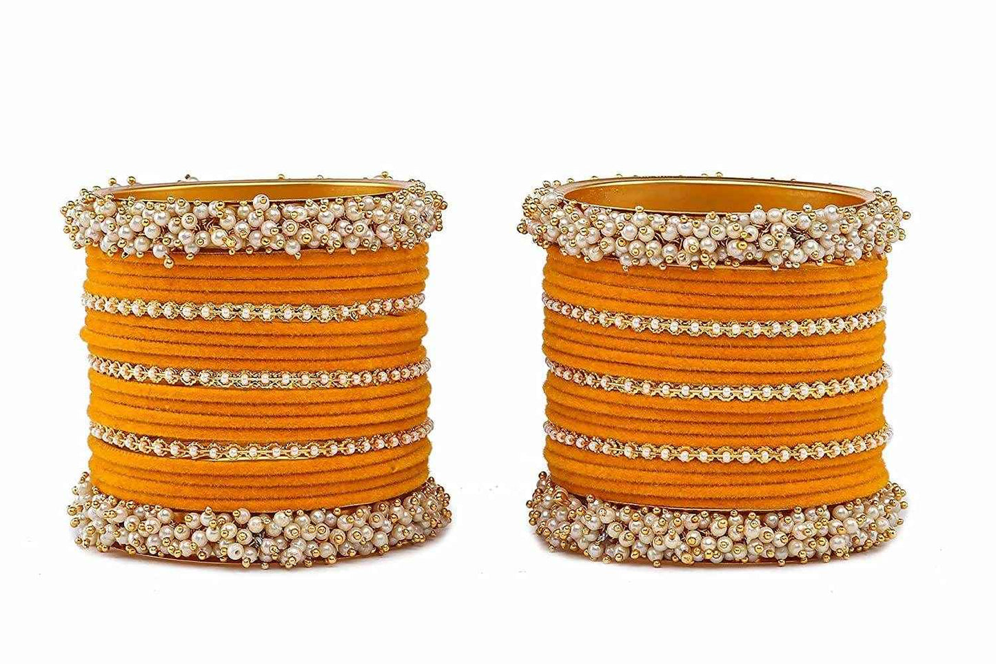 T4 Jewels Stylish Latest Collection Fashion Jewellery Pearl And Stone Glossy Finished Metal Bangles Set - 70NO All Bangle Sets T4 Jewels