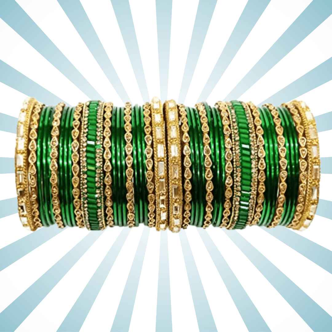 T4 Jewels Gemstones & Gold Plated Gorgeous Multi Colours Stones Studded Bridal Wear Fashion Jewellery Glass Bangles Set - 77NO All Bangle Sets T4 Jewels