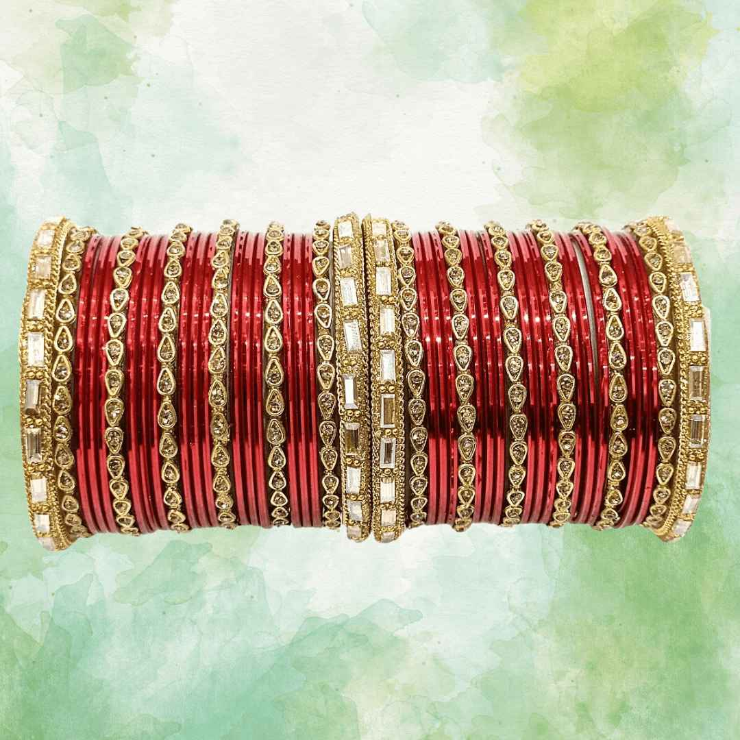 T4 Jewels 18k Gold Plated Drop Design Beautiful Stylish Fashion Jewellery Glass Bangles Set - 78NO All Bangle Sets T4 Jewels