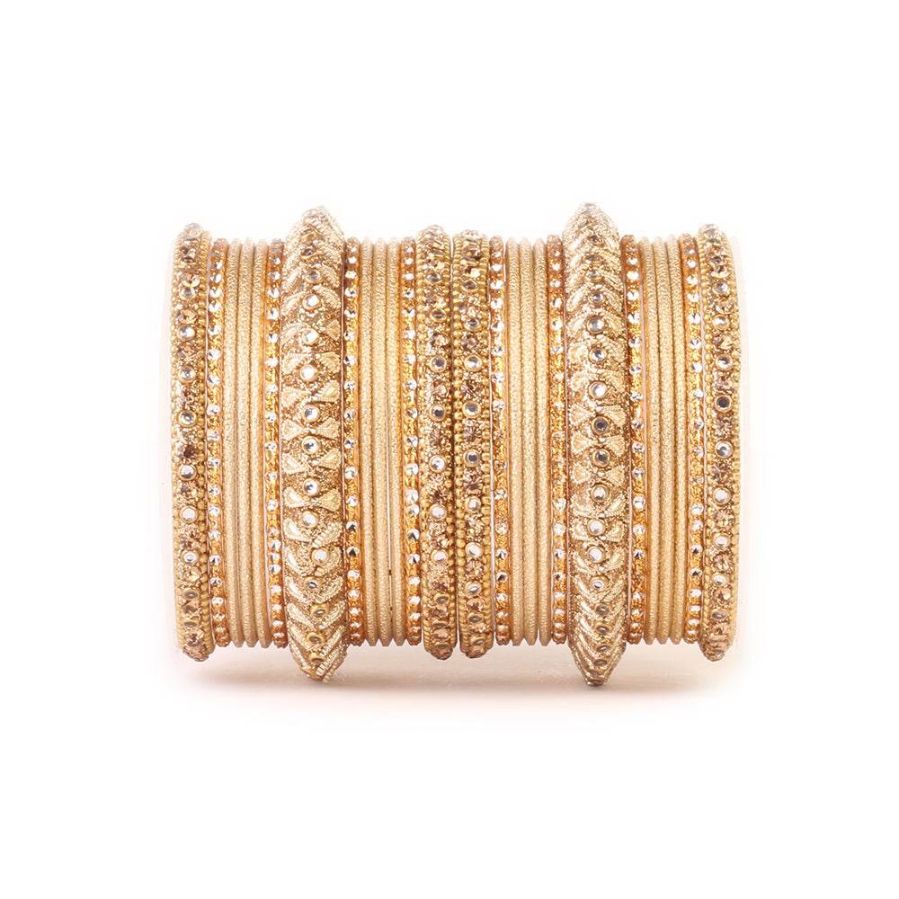 Traditional Colored Kundan Work Bangle Set For Two Hands Golden All Bangle Sets T4 Jewels