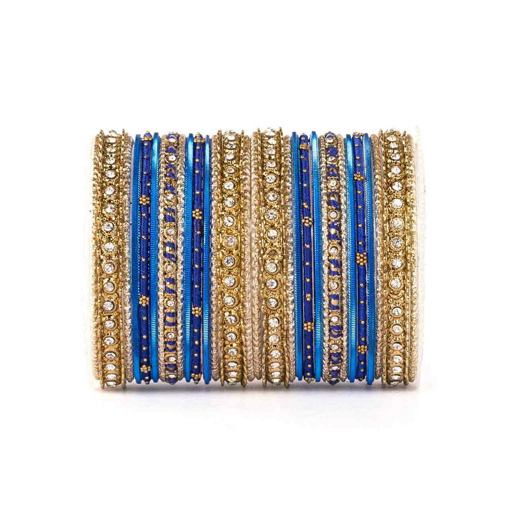 Elegant Colored Thread Bangle Set Blue All Bangle Sets T4 Jewels