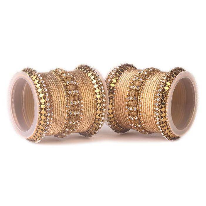 Set of 2 Traditional Solid Colored Bangle Set Golden All Bangle Sets T4 Jewels