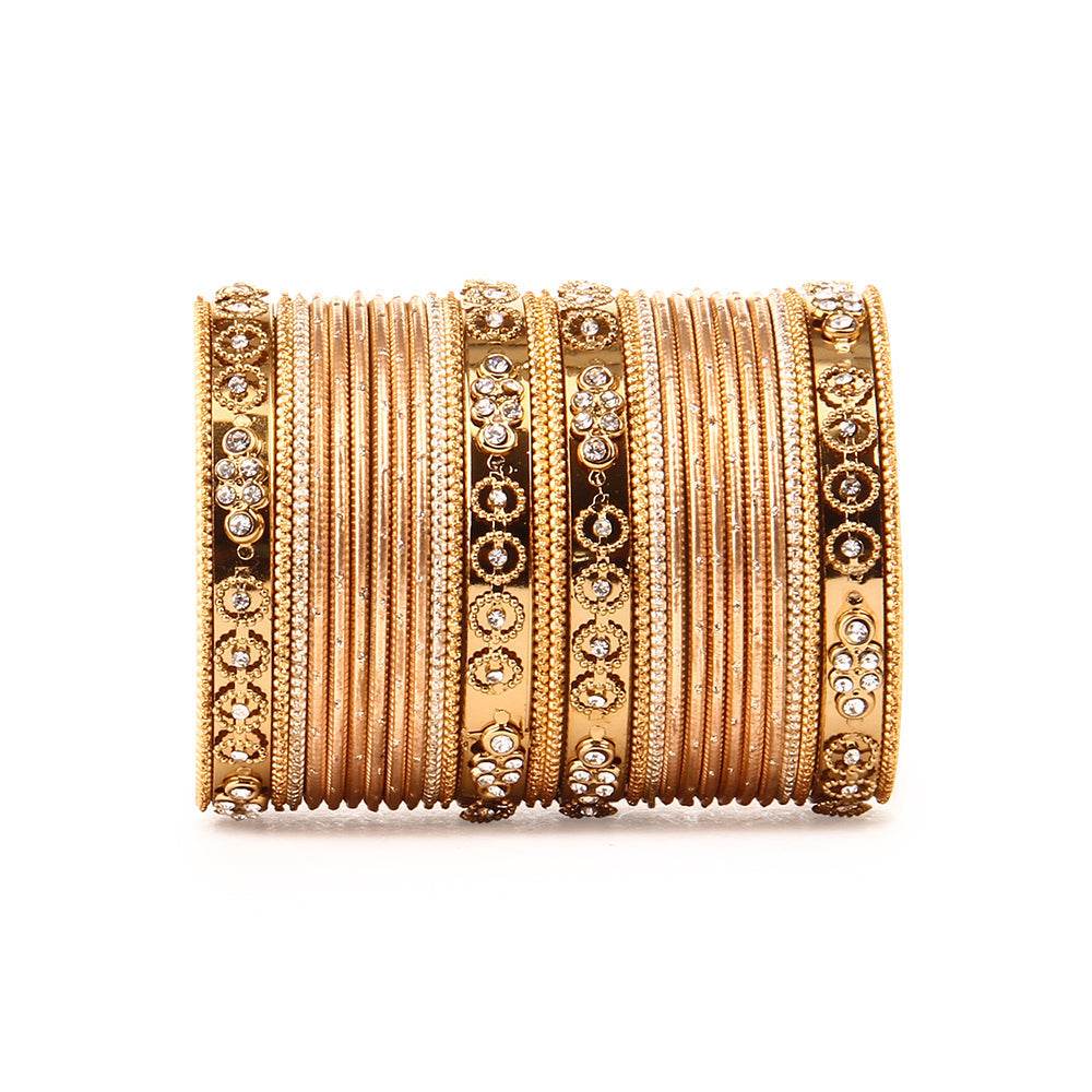 Traditional Bangle Set With Golden Dotted Bangles Golden All Bangle Sets T4 Jewels