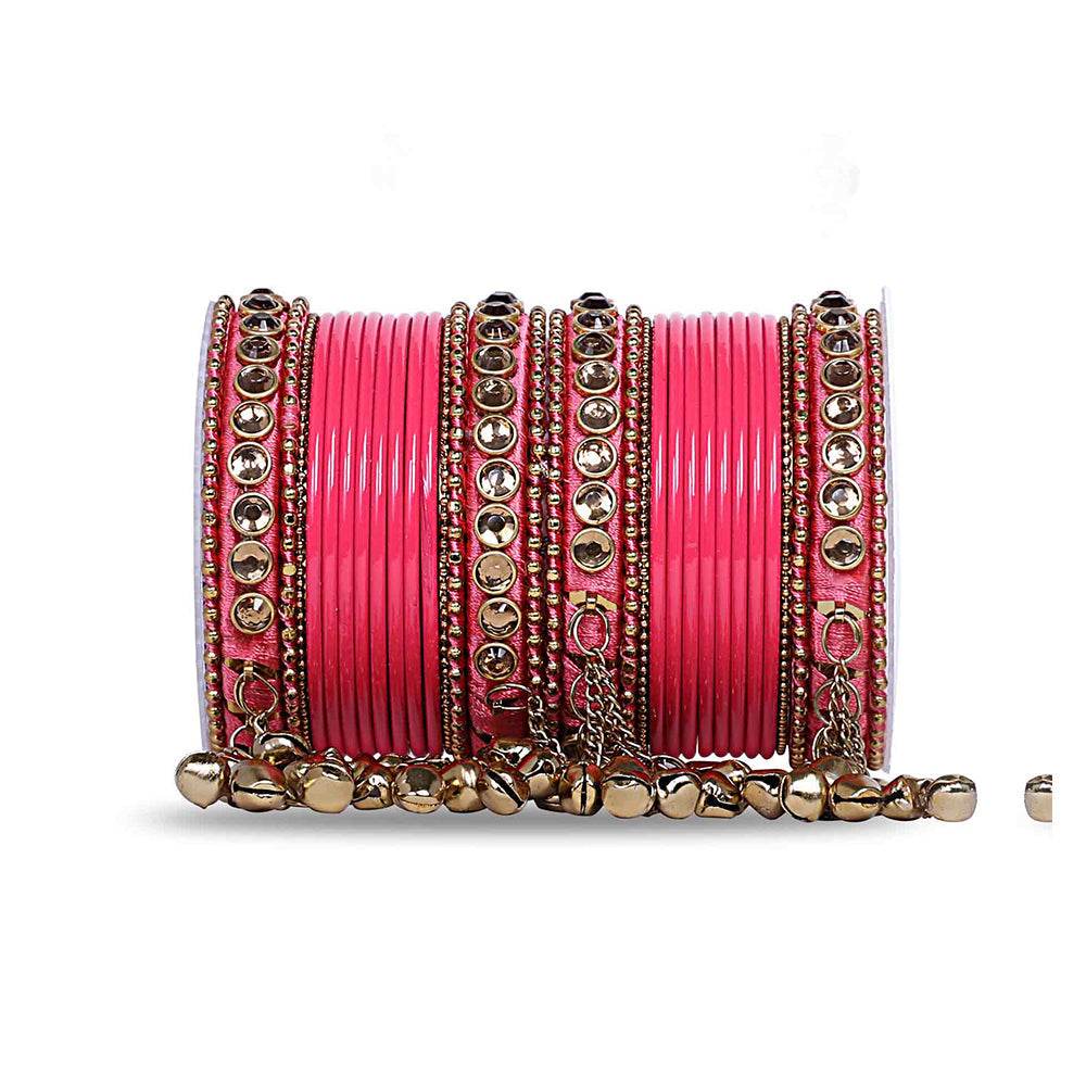 Traditional Ghungroo Bells Bangle With Silk Thread And Stone Rani All Bangle Sets T4 Jewels
