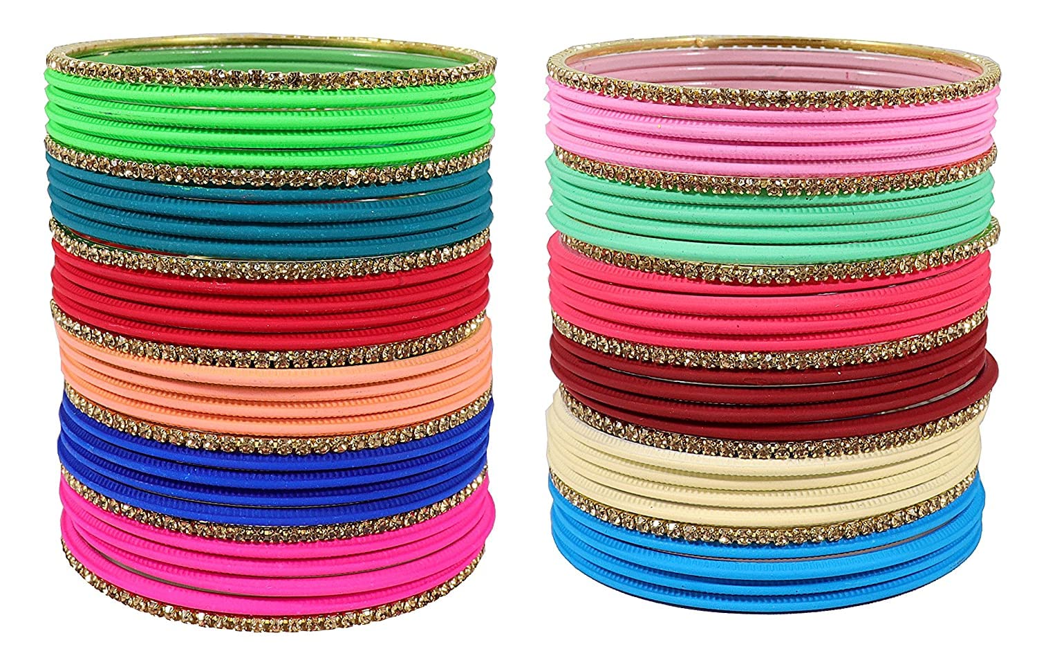 T4 Jewels Stylish Multi colour Metal Bangles set| Fancy Multicolour Bangles for women | Metal Chudi Set For Women | Women's Bangles T4 Jewels
