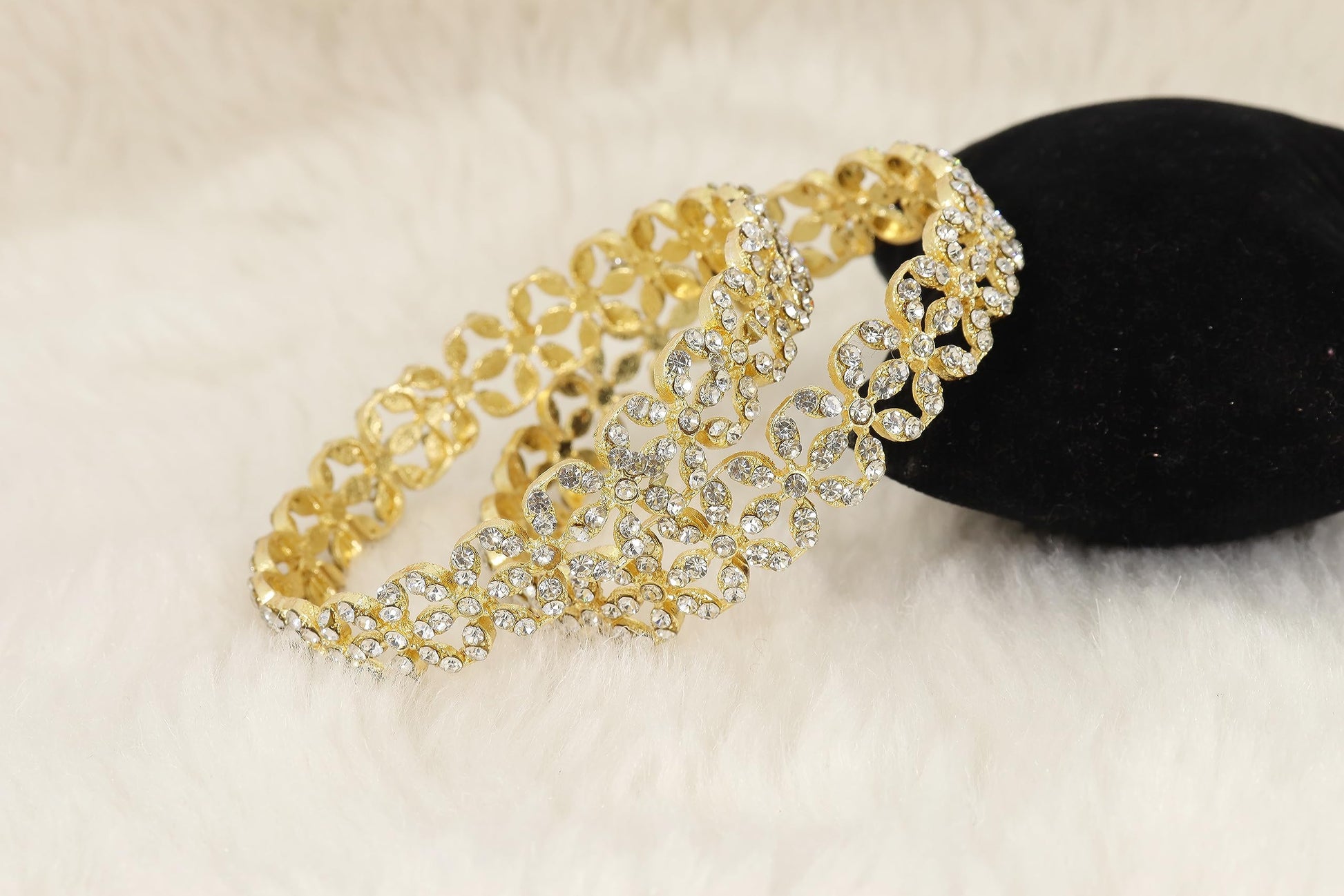 T4 Jewels Alloy Metal Gold Plated Bangles Set For Girls and Women Studded American Diamond Stone | Diamond Bangles | Metal bangles | Women Bangles T4 Jewels