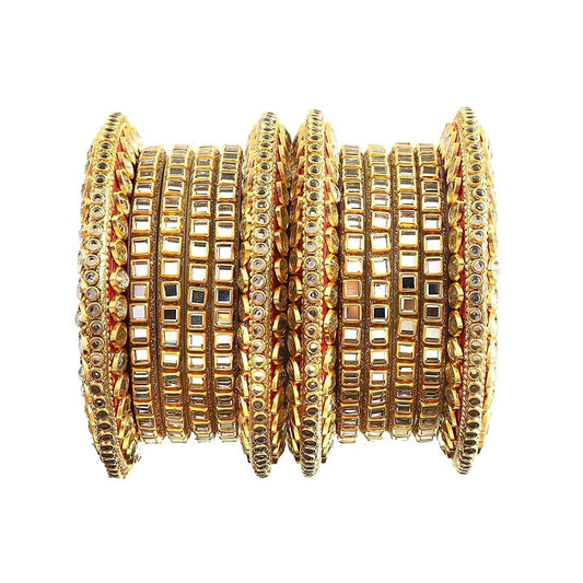 T4 Jewels Rajwadi Beautiful Kundan Rajasthani Traditional Stylish Bangles Set For Women & Girls Gold Plated T4 Jewels