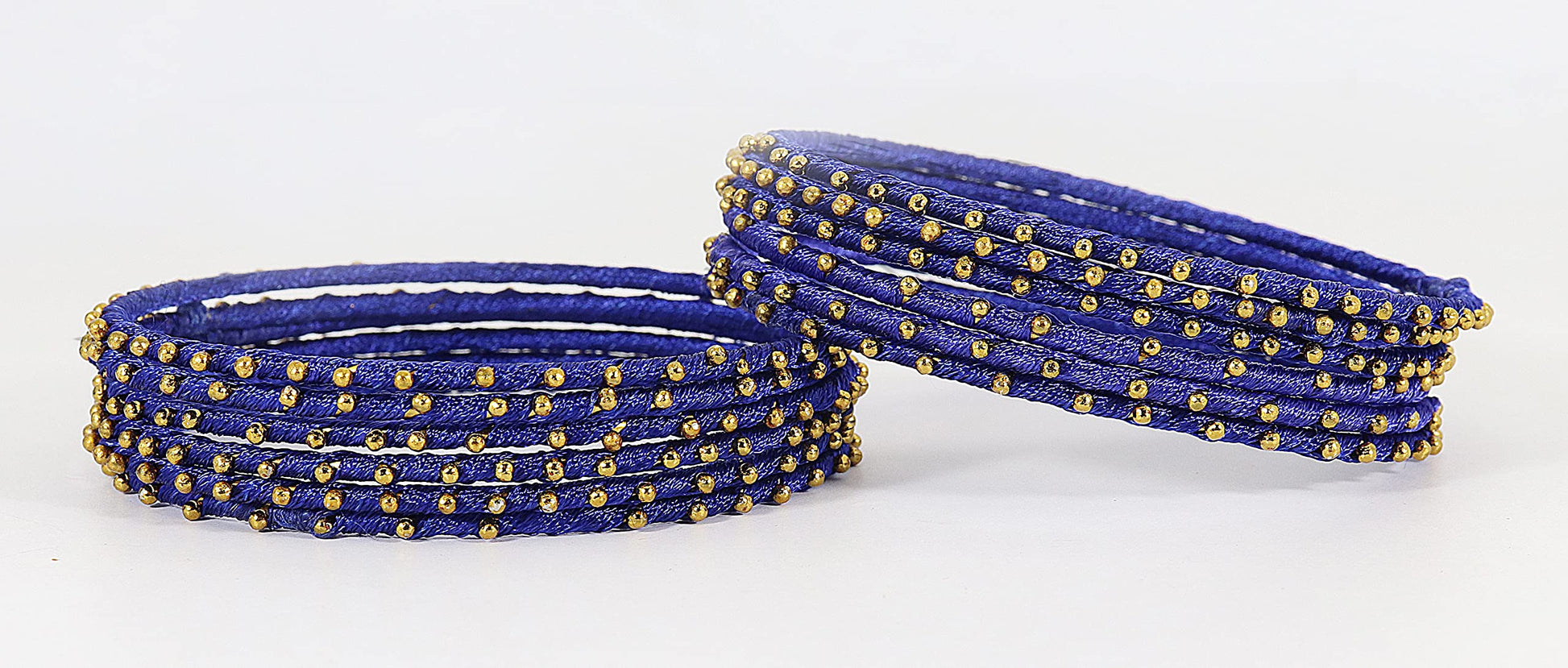 T4 Jewels Non-Precious Metal with Silk thread and Linked with Ball stone Glossy Finished Bangle Set For Women and Girls T4 Jewels