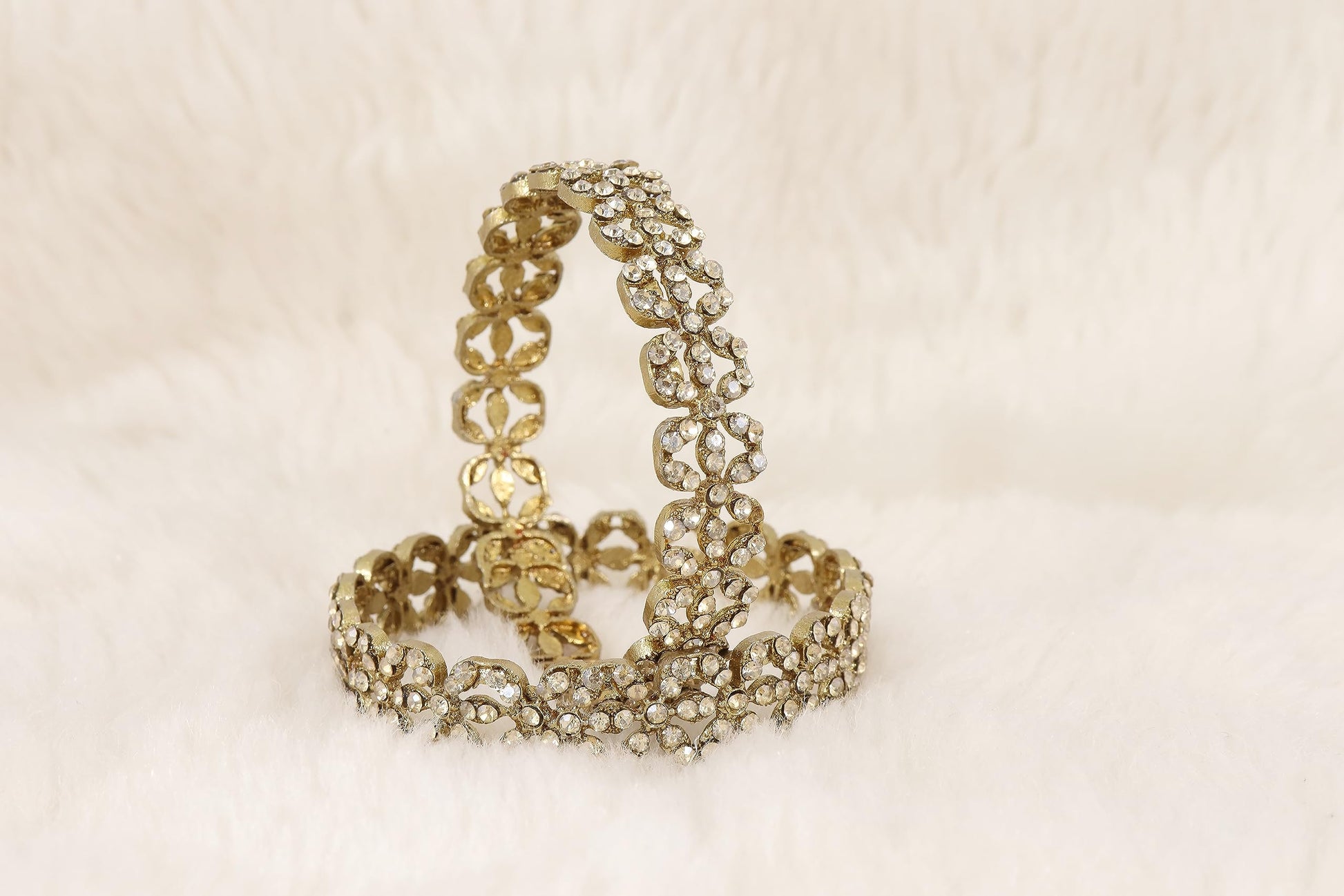 T4 Jewels Alloy Metal Gold Plated Bangles Set For Girls and Women Studded American Diamond Stone | Diamond Bangles | Metal bangles | Women Bangles T4 Jewels