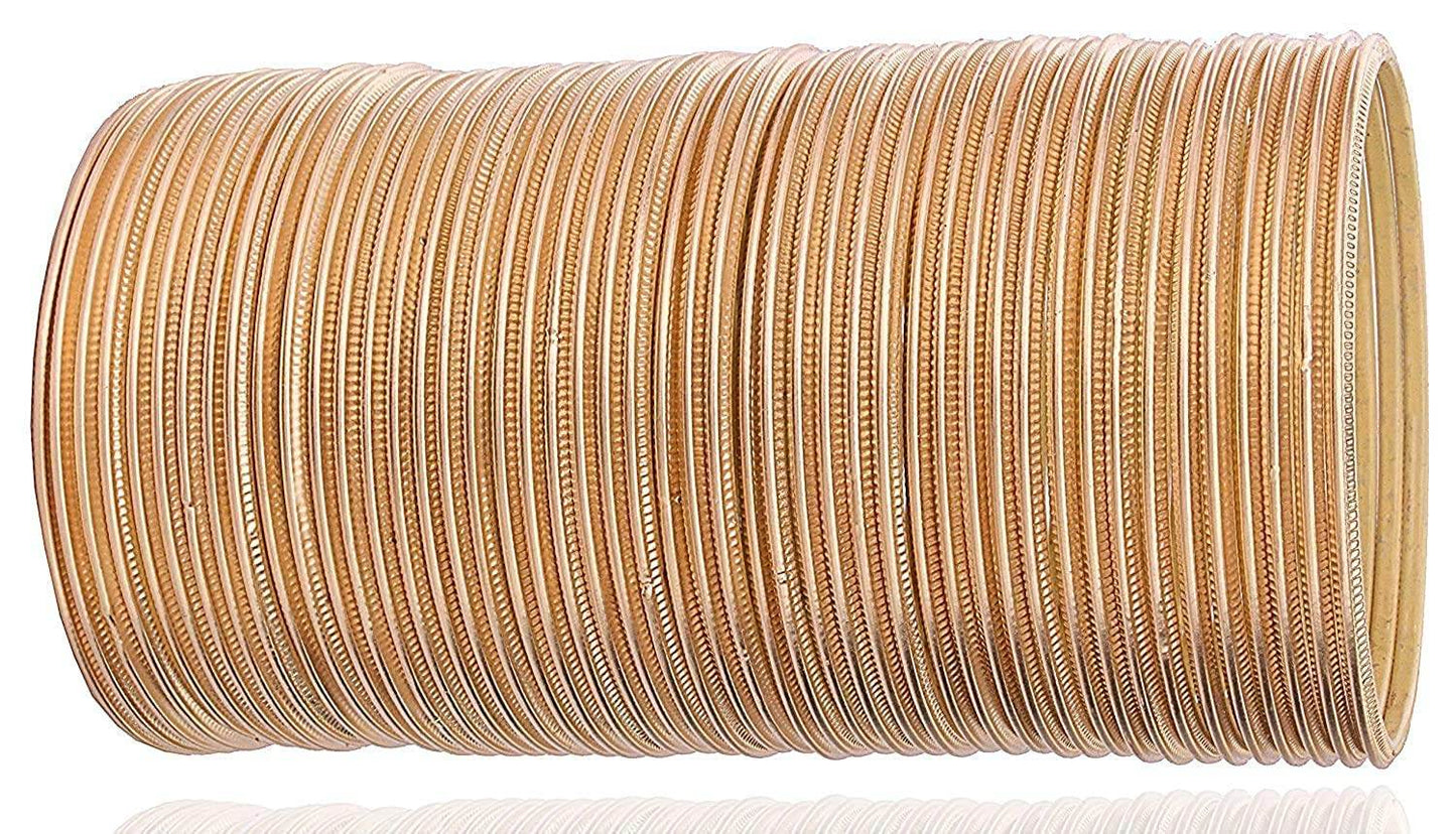 T4 Jewels Matte Desighn Neon Colour Branded Bangles Set For Women And Girls - (Pack Of 48 Bangles) - BD Golden Metal Bangles T4 Jewels