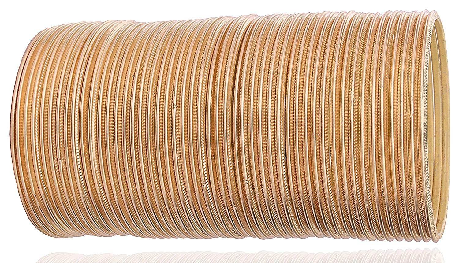 T4 Jewels Matte Desighn Neon Colour Branded Bangles Set For Women And Girls - (Pack Of 48 Bangles) - BD Golden Metal Bangles T4 Jewels