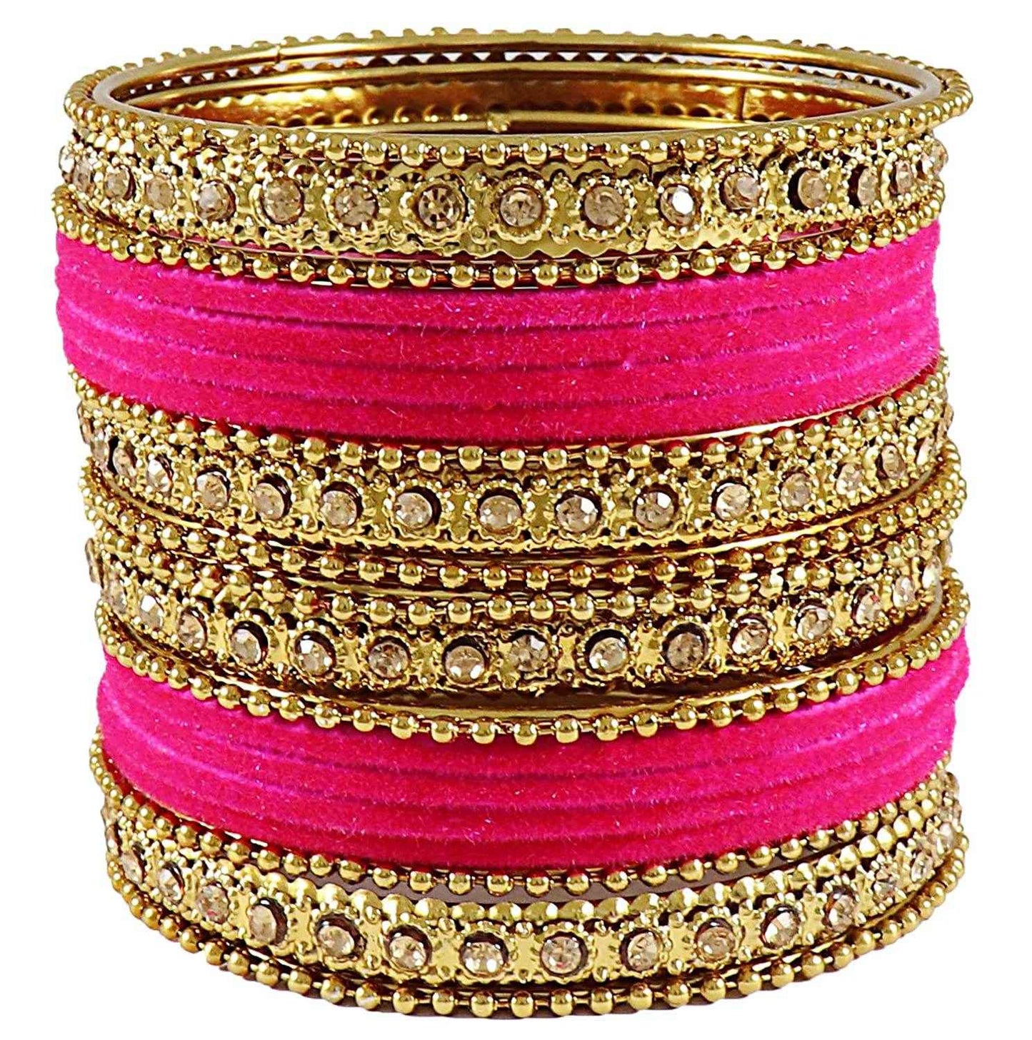 T4 Jewels Velvet Metal Bangle Set (Pack Of 20) All Bangle Sets T4 Jewels