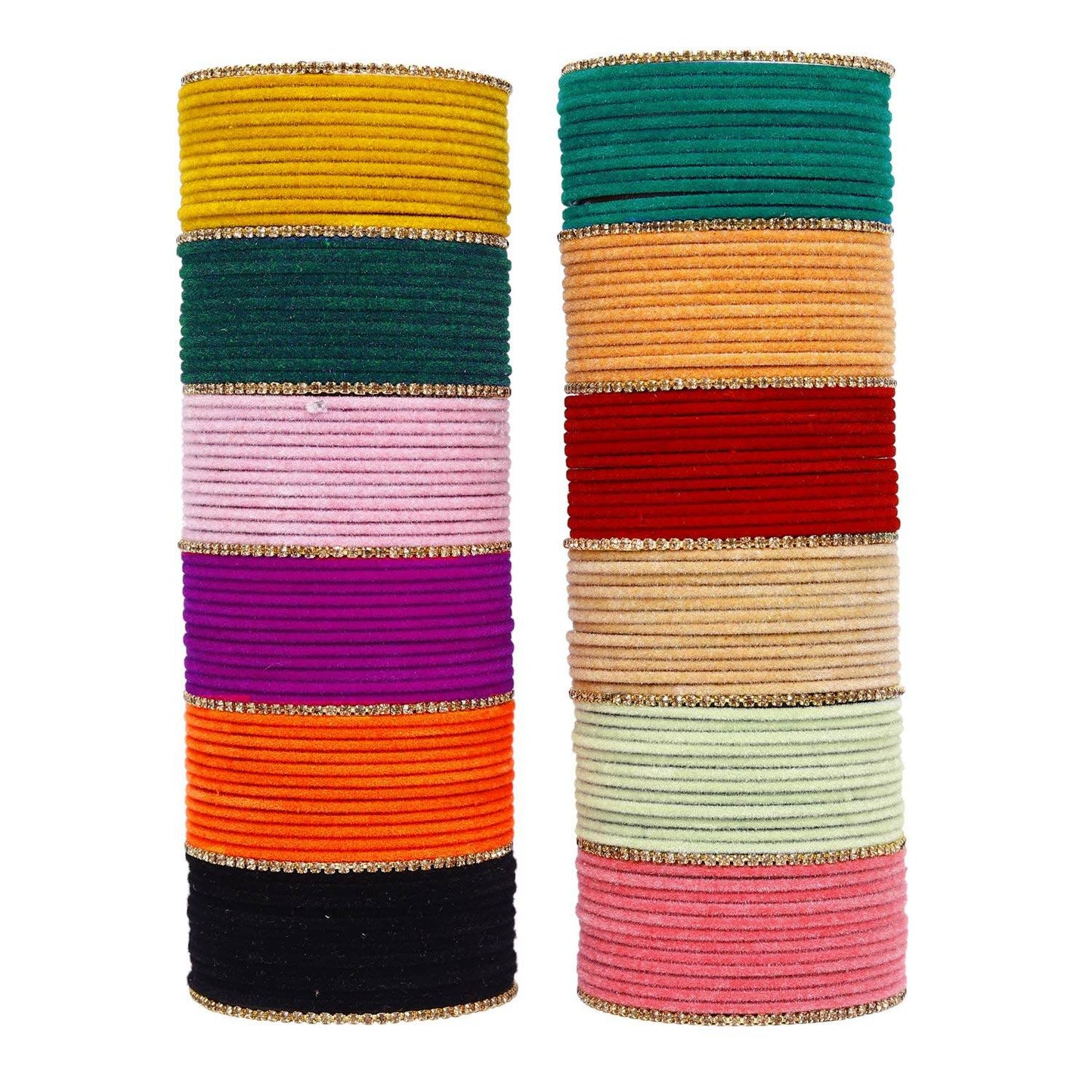 T4 Jewels Charming 12 Multicolors Stylish Plain Metal Velvet Bangle Box Set for Women & Girls Jewellery T4 Jewels