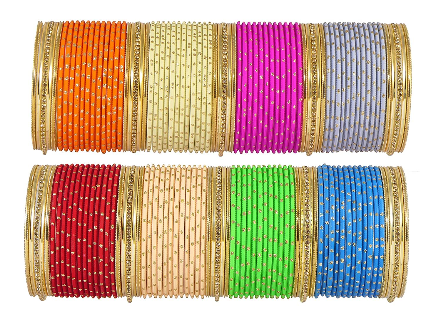 T4 Jewels Stylish Multi colour Metal Bangles set| Fancy Multicolour Bangles for women | Metal Chudi Set For Women | Women's Bangles Multicolour-Design-9 T4 Jewels