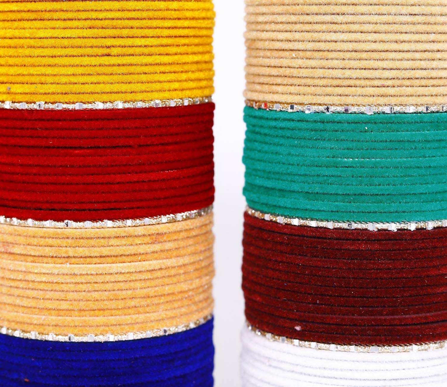 T4 Jewels Charming 12 Multicolors Stylish Plain Metal Velvet Bangle Box Set for Women & Girls Jewellery T4 Jewels