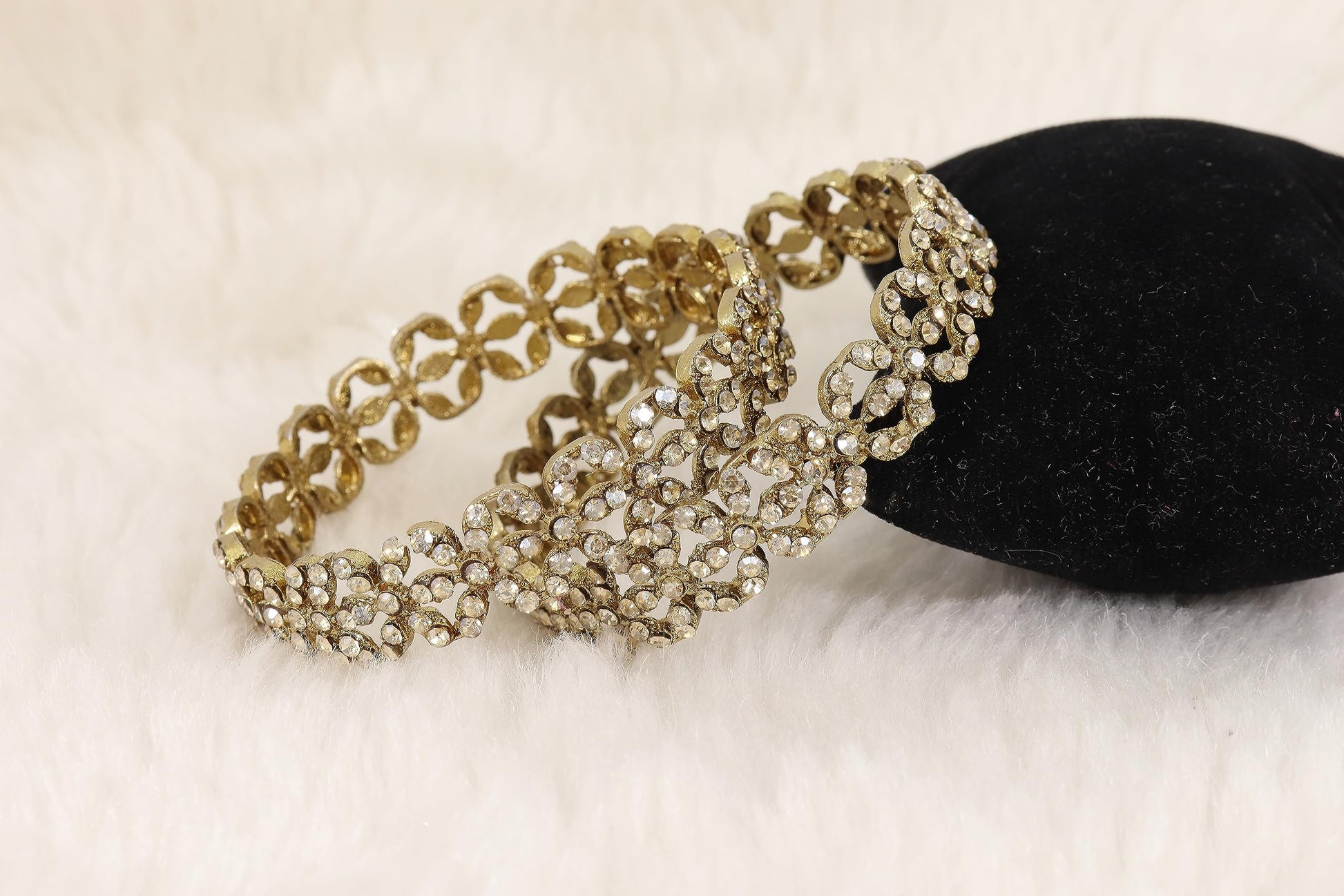 T4 Jewels Alloy Metal Gold Plated Bangles Set For Girls and Women Studded American Diamond Stone | Diamond Bangles | Metal bangles | Women Bangles T4 Jewels