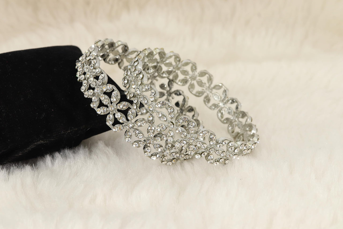 T4 Jewels Alloy Metal Gold Plated Bangles Set For Girls and Women Studded American Diamond Stone | Diamond Bangles | Metal bangles | Women Bangles T4 Jewels