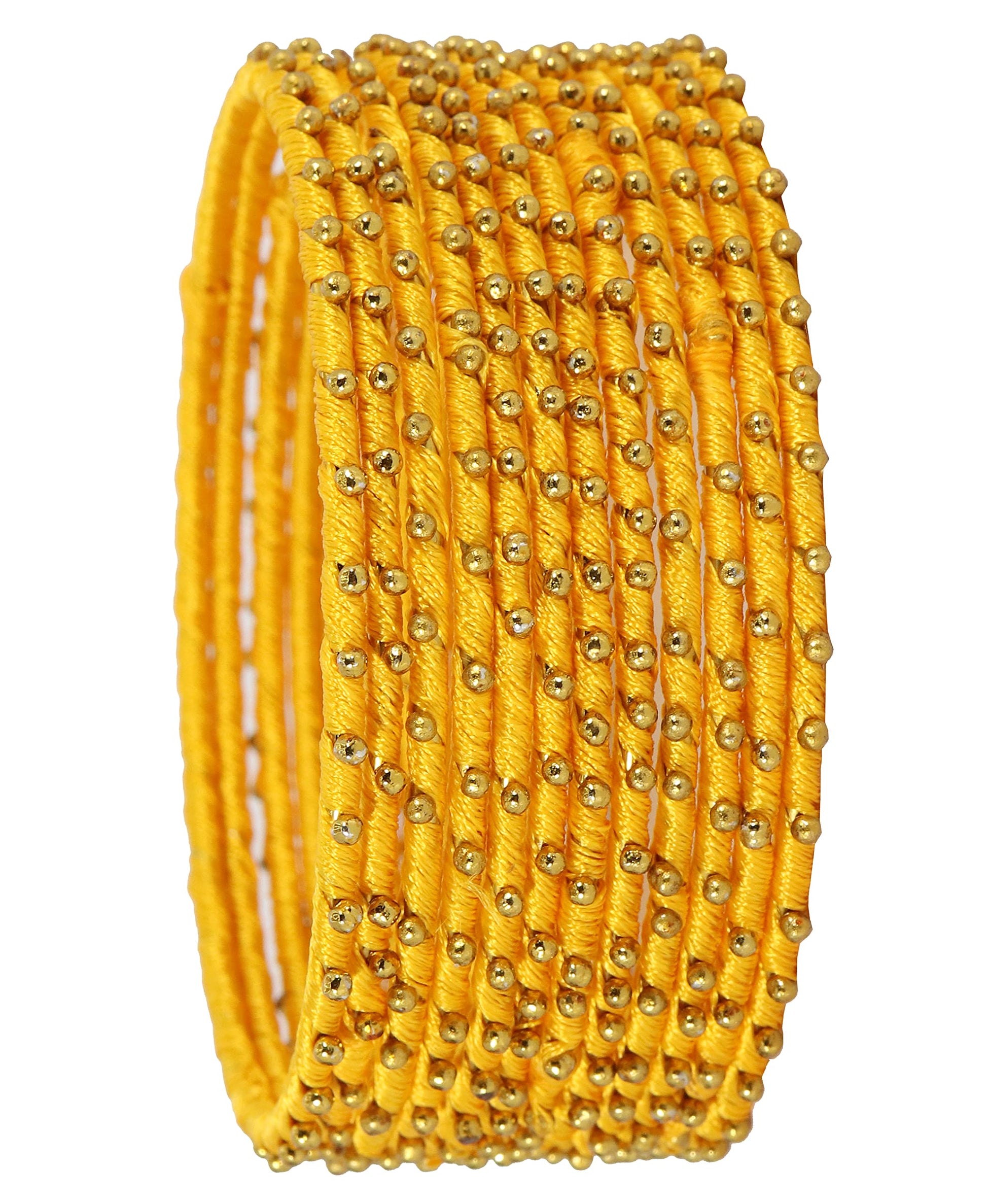 T4 Jewels Non-Precious Metal with Silk thread and Linked with Ball stone Glossy Finished Bangle Set For Women and Girls T4 Jewels