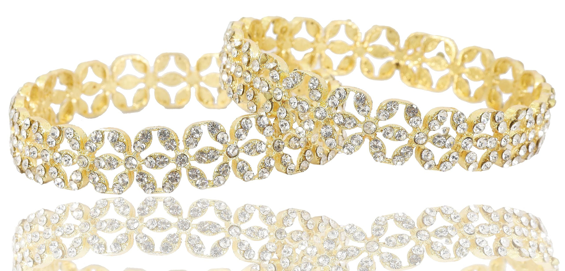 T4 Jewels Alloy Metal Gold Plated Bangles Set For Girls and Women Studded American Diamond Stone | Diamond Bangles | Metal bangles | Women Bangles T4 Jewels