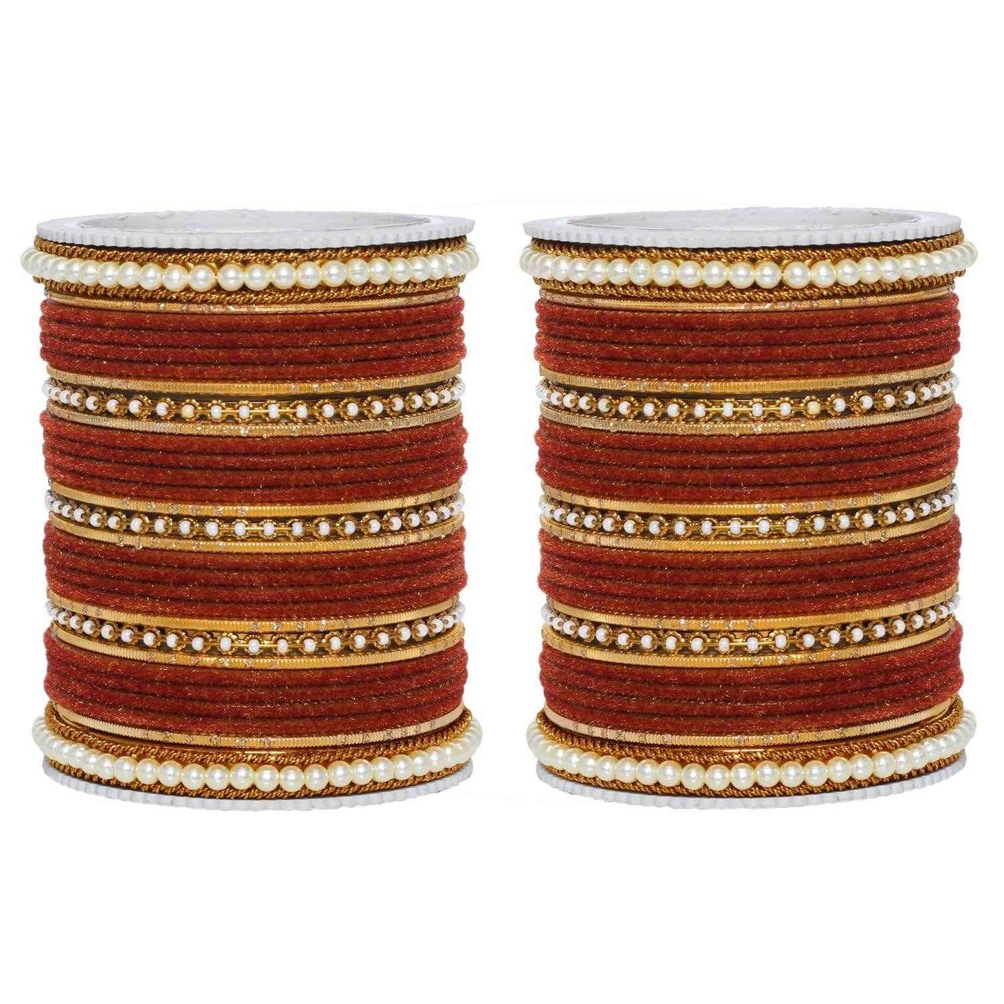 T4 Jewels Glossy Finish Beads Studded Latest Fashion Jewellery Stylish Bangles Set - 104NO Maroon 2.2 Inches All Bangle Sets T4 Jewels