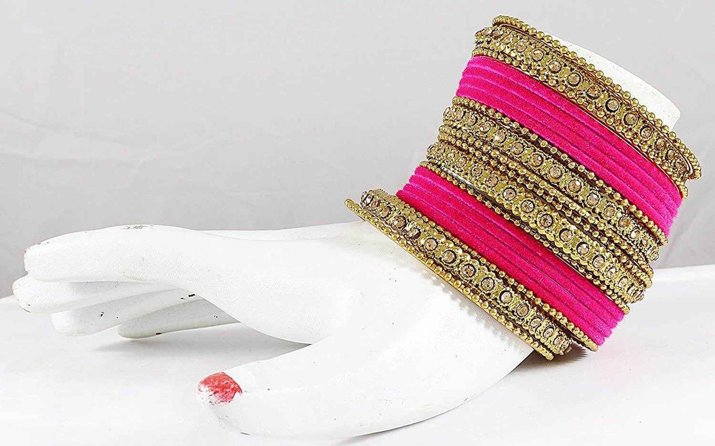 T4 Jewels Velvet Metal Bangle Set (Pack Of 20) All Bangle Sets T4 Jewels