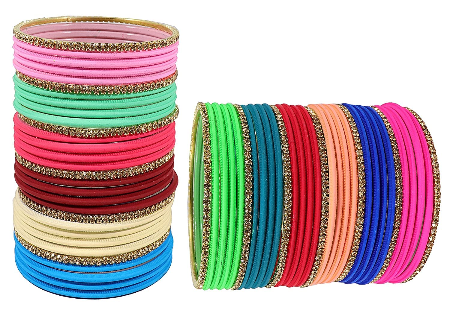 T4 Jewels Stylish Multi colour Metal Bangles set| Fancy Multicolour Bangles for women | Metal Chudi Set For Women | Women's Bangles T4 Jewels