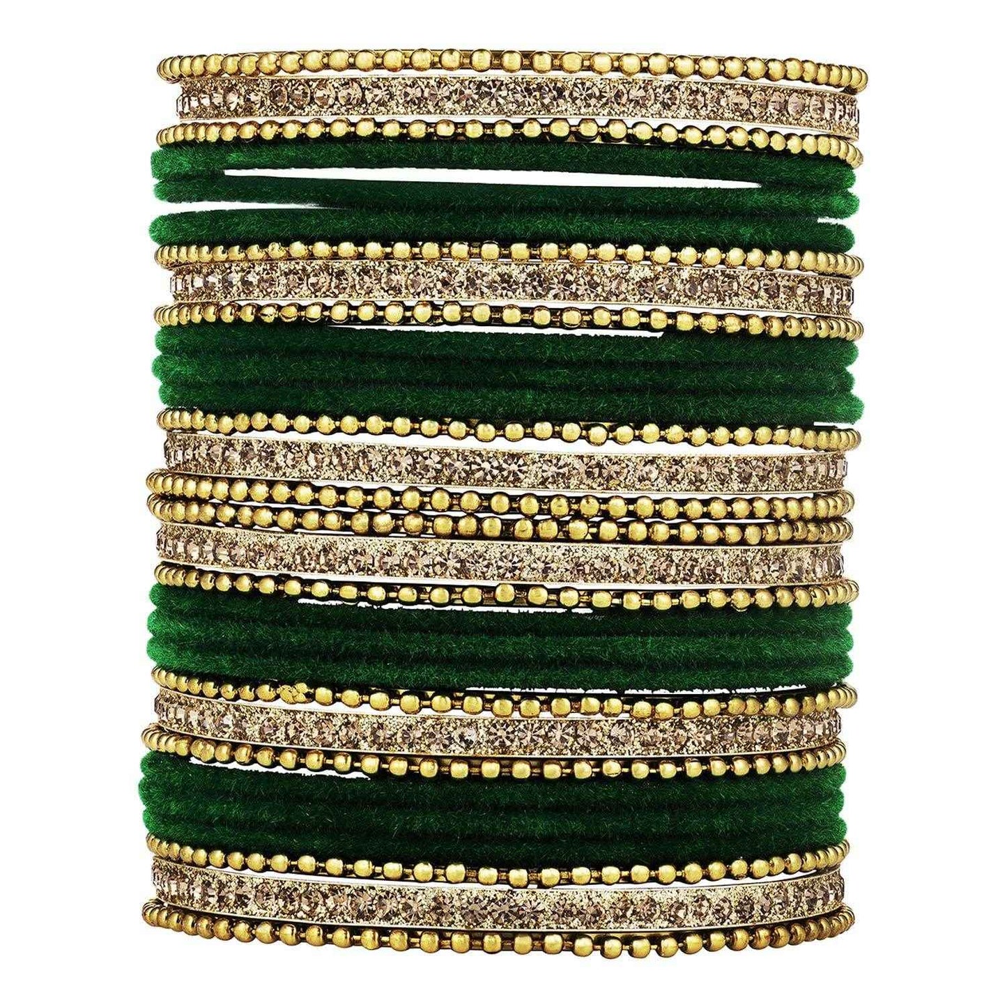 T4 Jewels Stones 18k Studded Latest Fashion Jewellery Beautiful Designer Metal Bangles Set - 72NO Green 2.4 Inches All Bangle Sets T4 Jewels