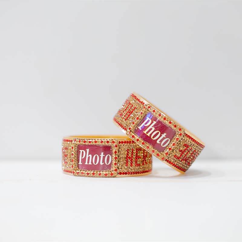 Custom Couple Name and Photo Bangle 2.11 Jewellery T4 Jewels