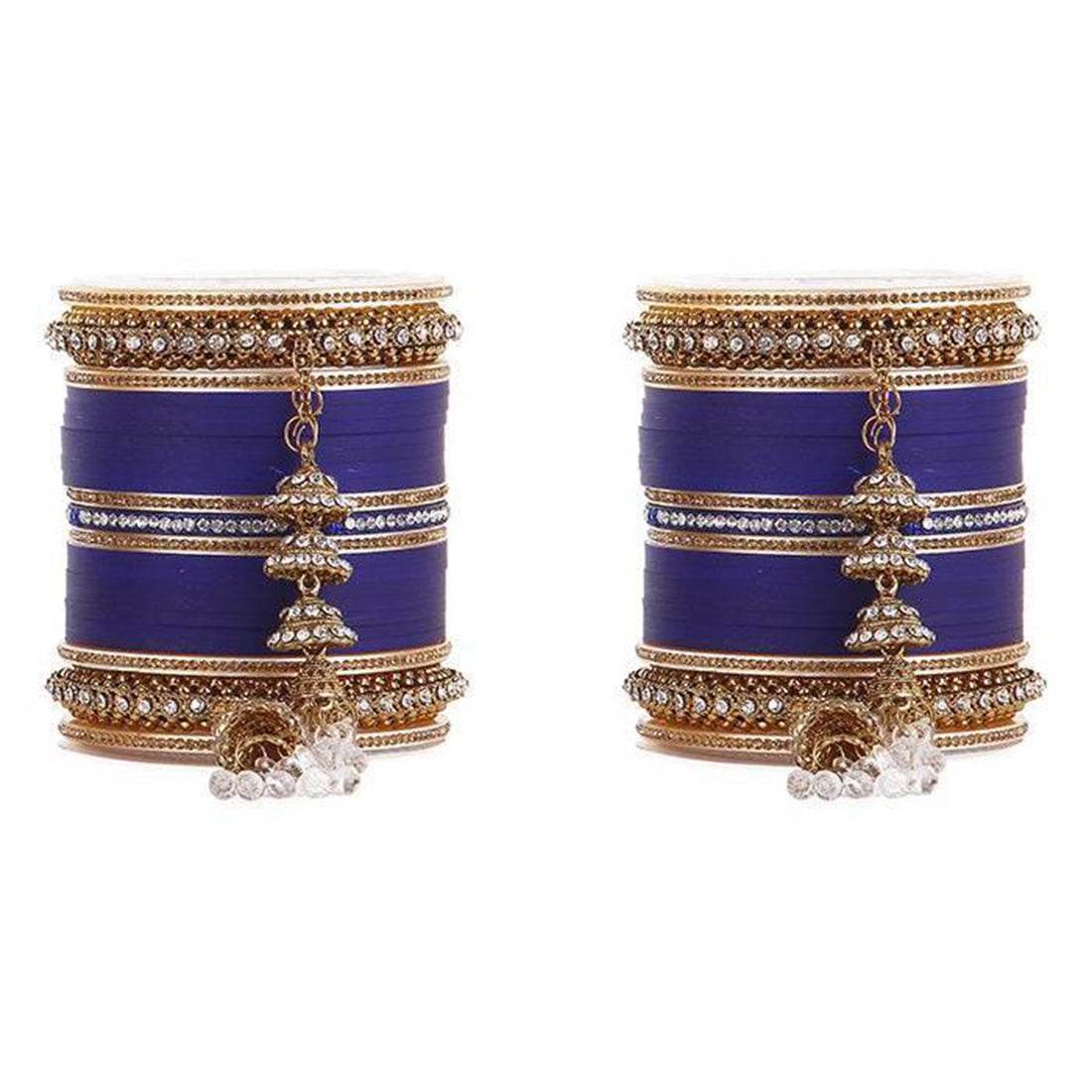 Beautiful Marriage Chura With Jhumki And Latkan Blue Bridal Chuda T4 Jewels