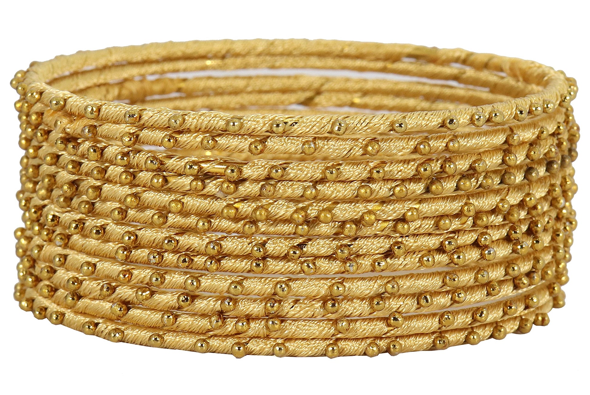 T4 Jewels Non-Precious Metal with Silk thread and Linked with Ball stone Glossy Finished Bangle Set For Women and Girls T4 Jewels