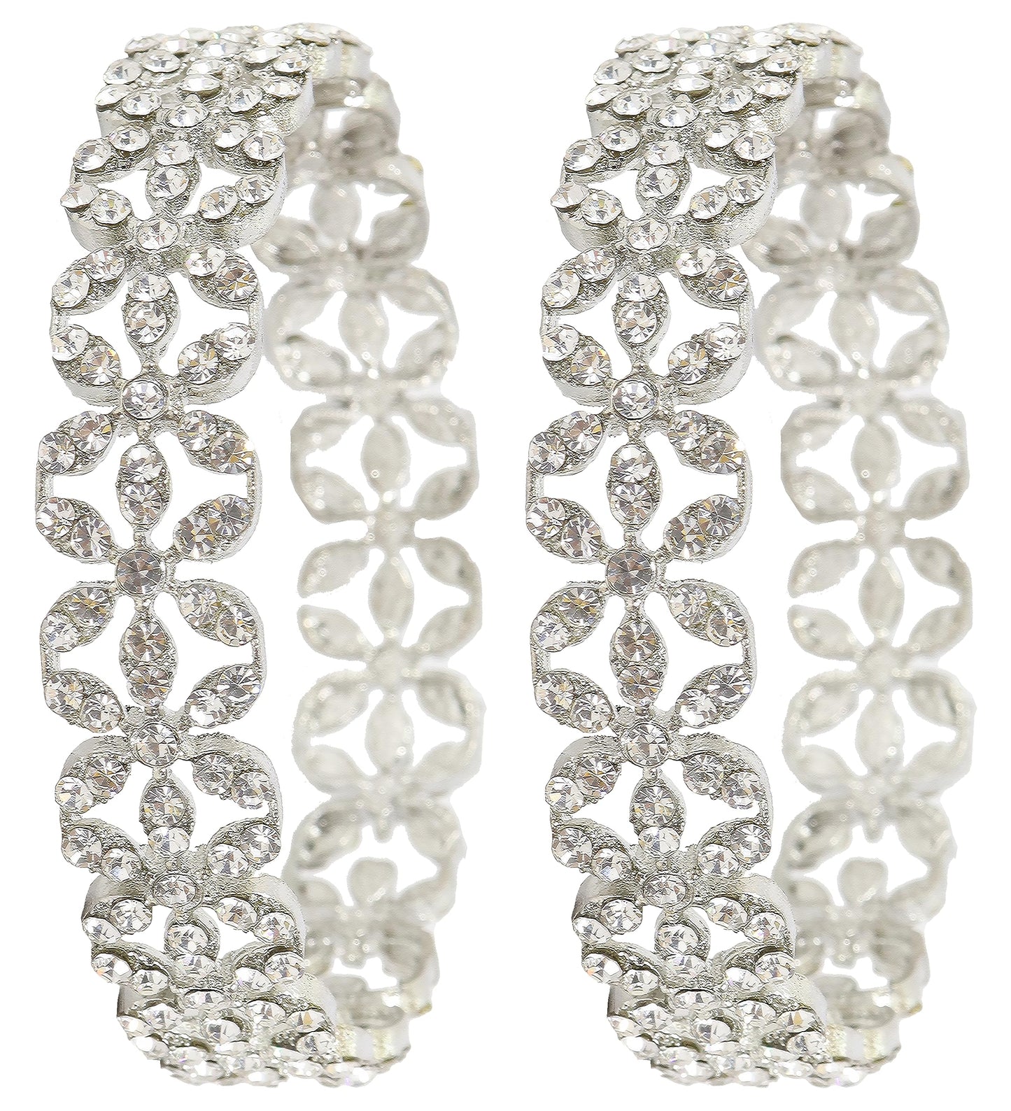 T4 Jewels Alloy Metal Gold Plated Bangles Set For Girls and Women Studded American Diamond Stone | Diamond Bangles | Metal bangles | Women Bangles Silver T4 Jewels